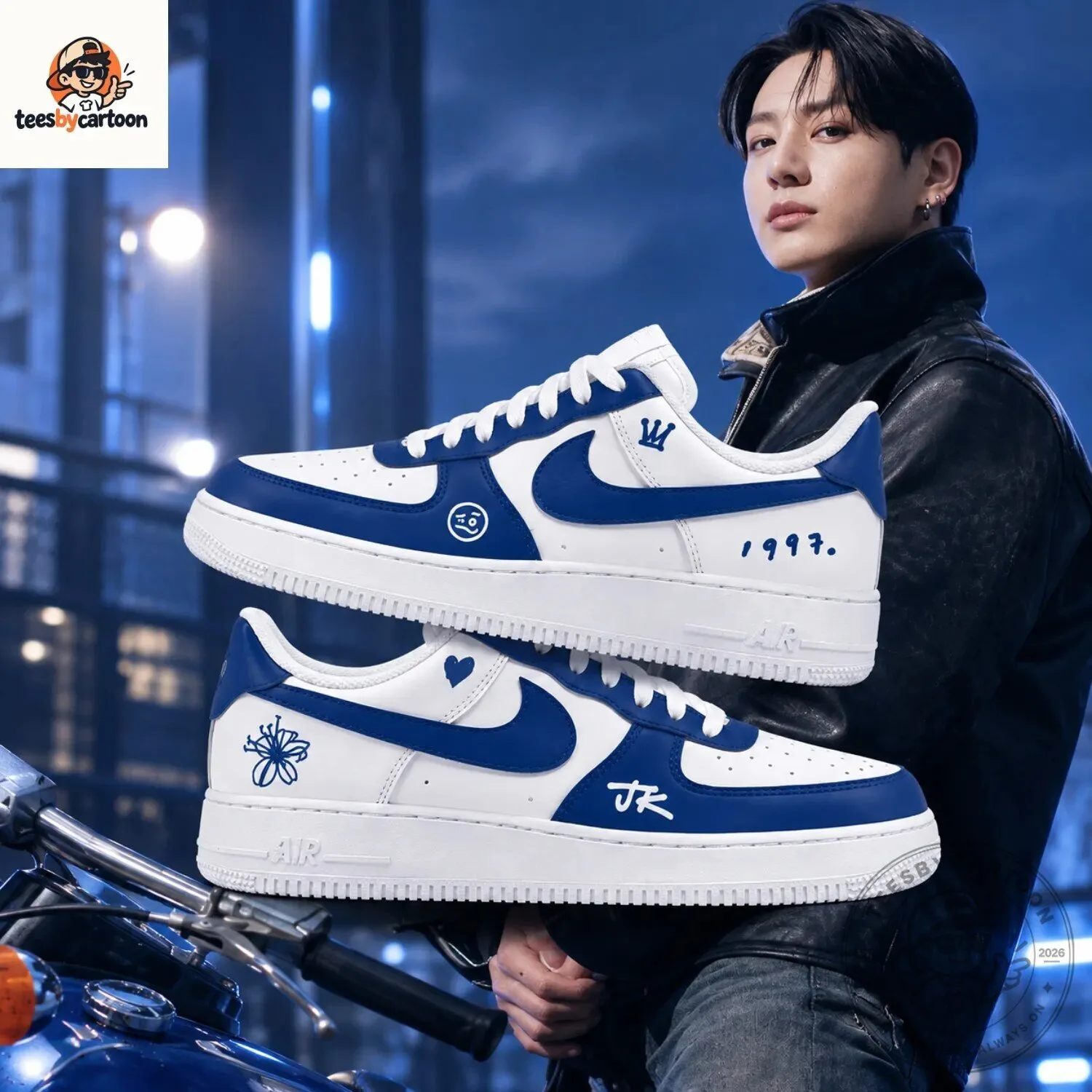 BTS Jung Kook 1997 JK Royal Blue White Sneakers 4 BTS Jung Kook 1997 JK Royal Blue White Sneakers