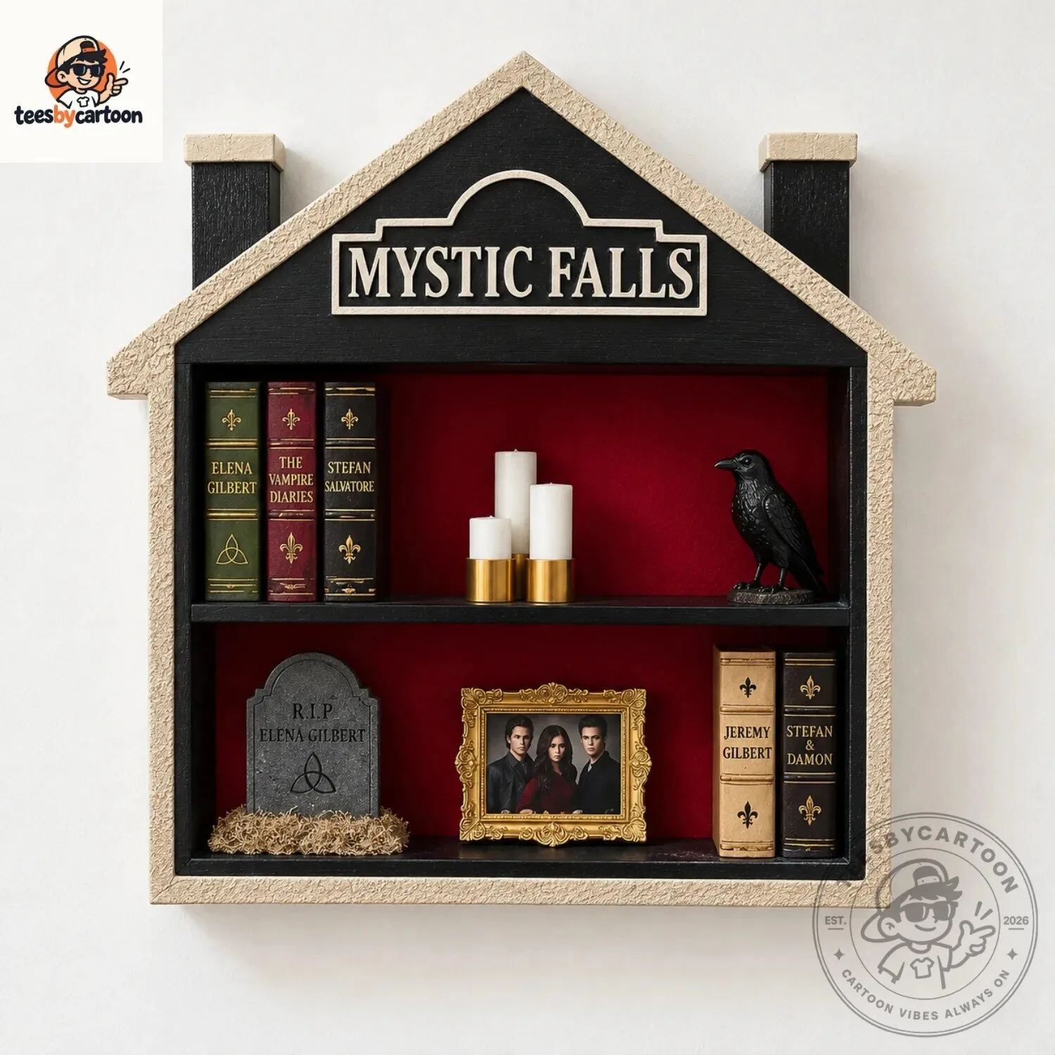Mystic Falls Vampire Diaries Miniature Bookshelf Diorama Wooden Wall Decor 5 Mystic Falls Vampire Diaries Miniature Bookshelf Diorama Wooden Wall Decor