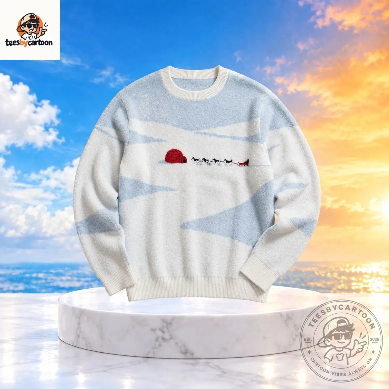 Winter Igloo and Dog Sled Knit Sweater 3 Winter Igloo and Dog Sled Knit Sweater