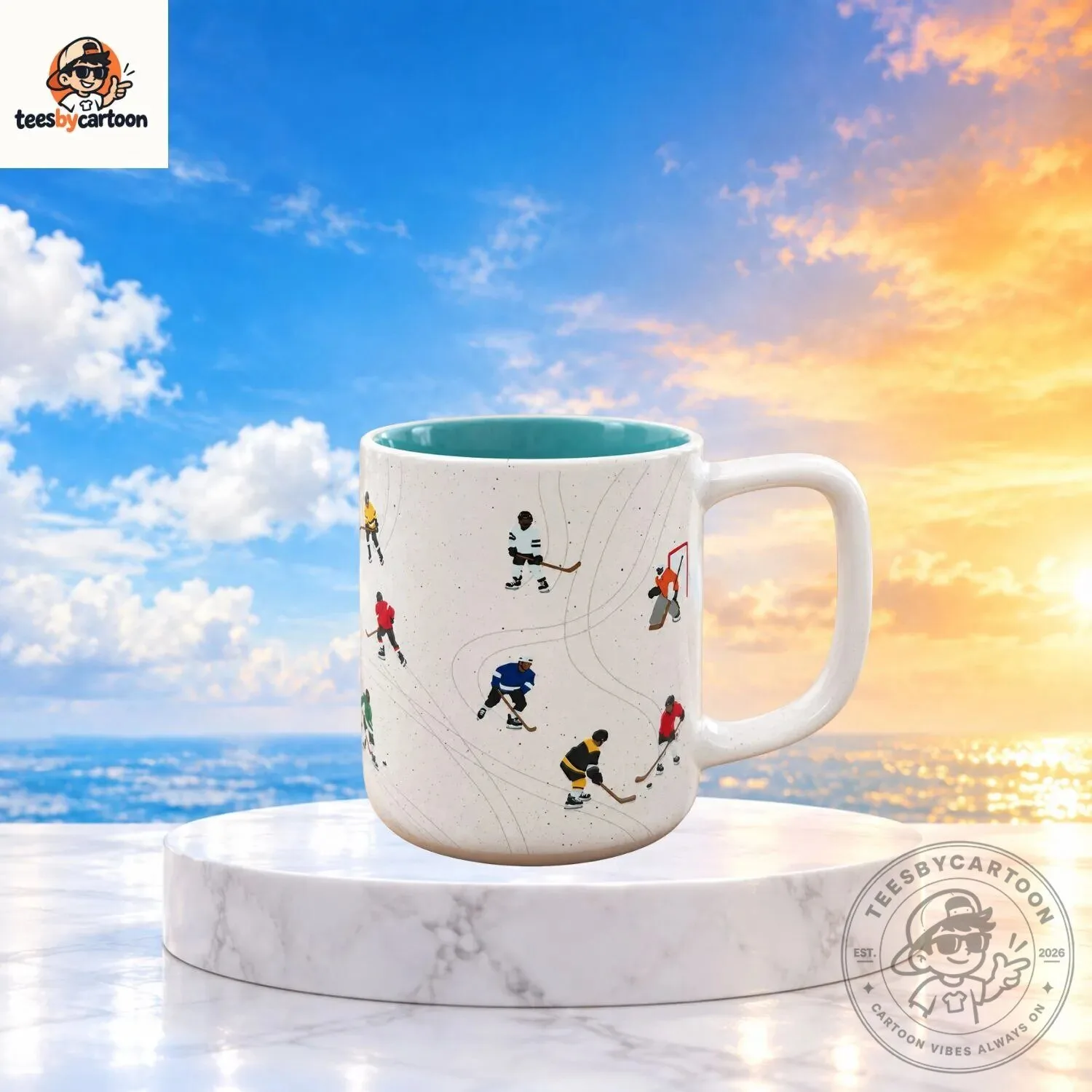 Ice Hockey Players Pattern Ceramic Mug