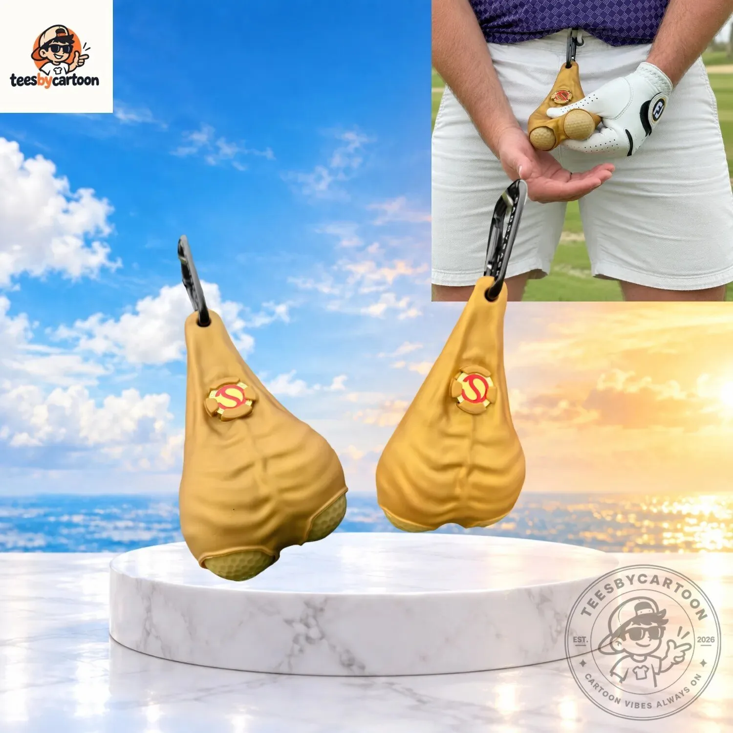 Funny Flesh-Colored Balls Sack Golf Ball Holder