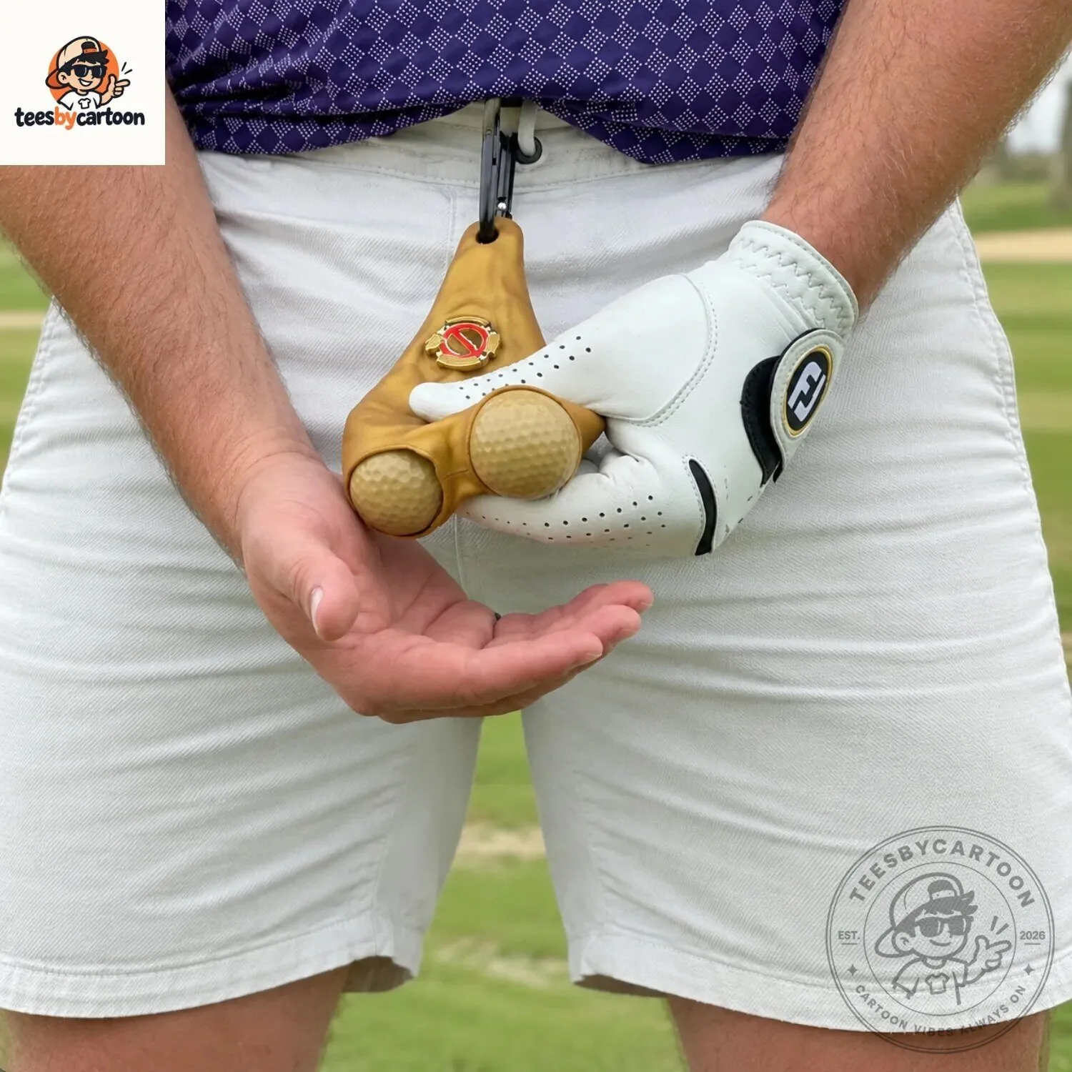 Funny Flesh-Colored Balls Sack Golf Ball Holder 3 Funny Flesh-Colored Balls Sack Golf Ball Holder