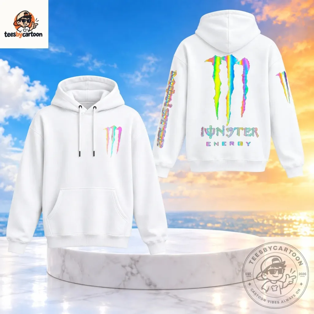 Monster Energy Rainbow Holographic Logo Hoodie Monster Energy Rainbow Holographic Logo Hoodie