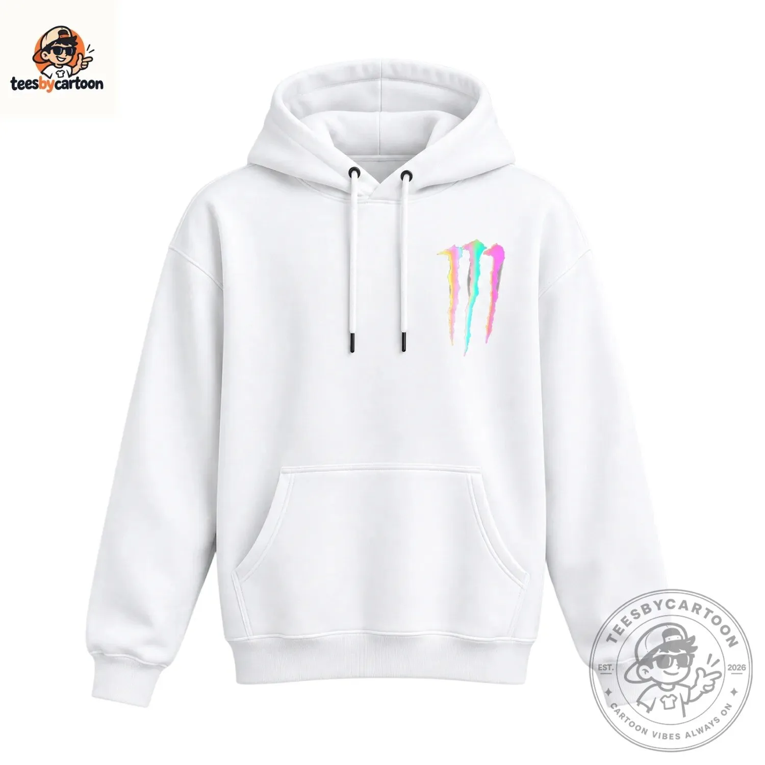 Monster Energy Rainbow Holographic Logo Hoodie 5 Monster Energy Rainbow Reflective Hoodie