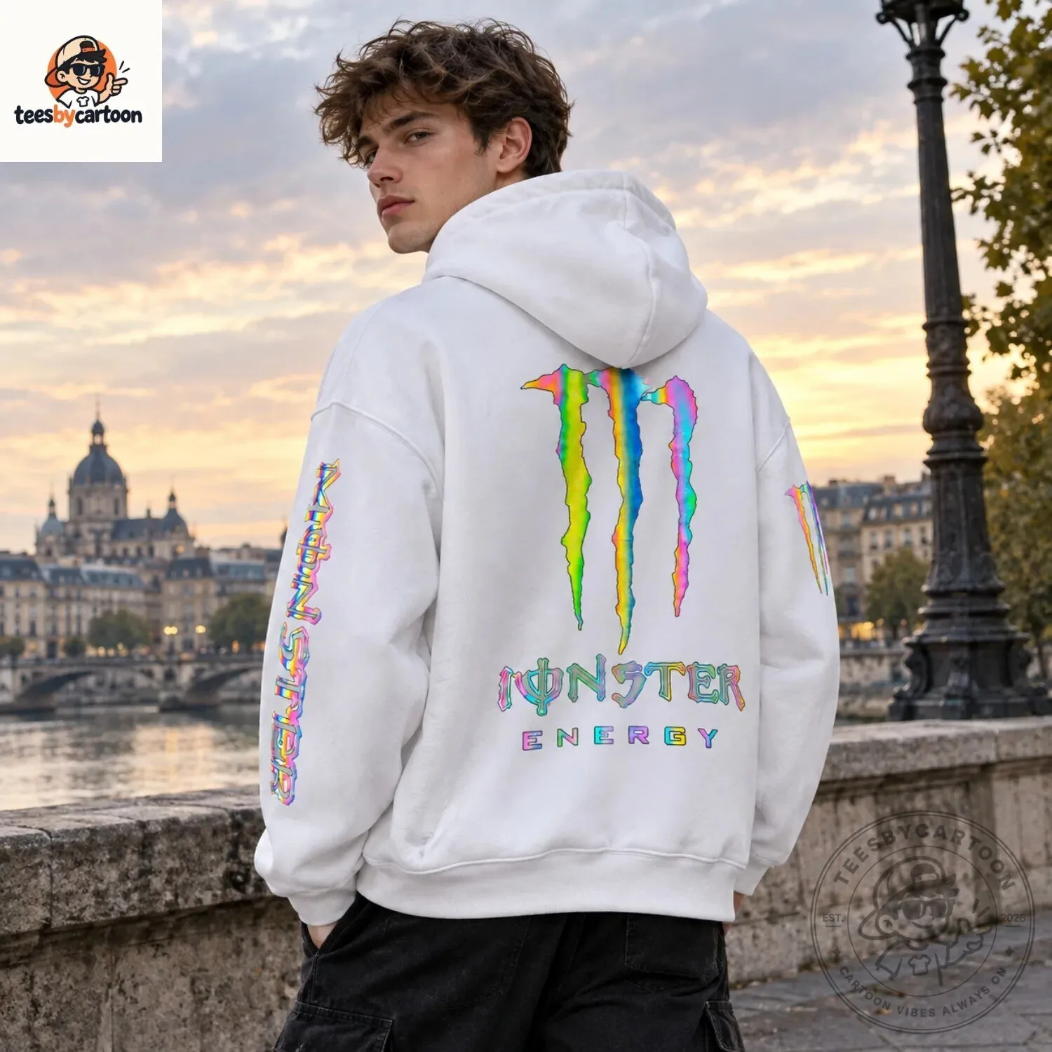 Monster Energy Rainbow Holographic Logo Hoodie 7 Monster Energy Rainbow Reflective Hoodie