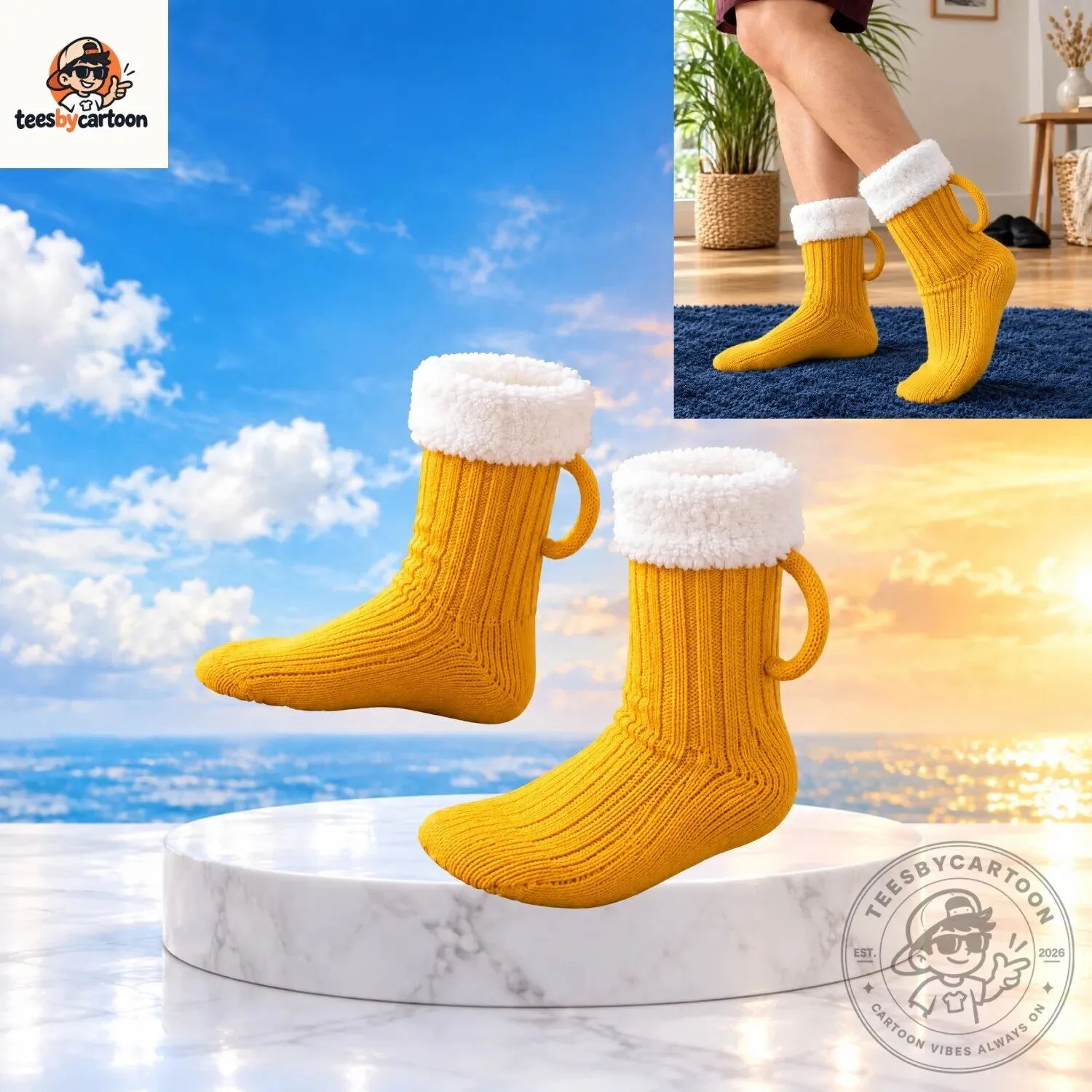 Funny Beer Mug Knit Socks