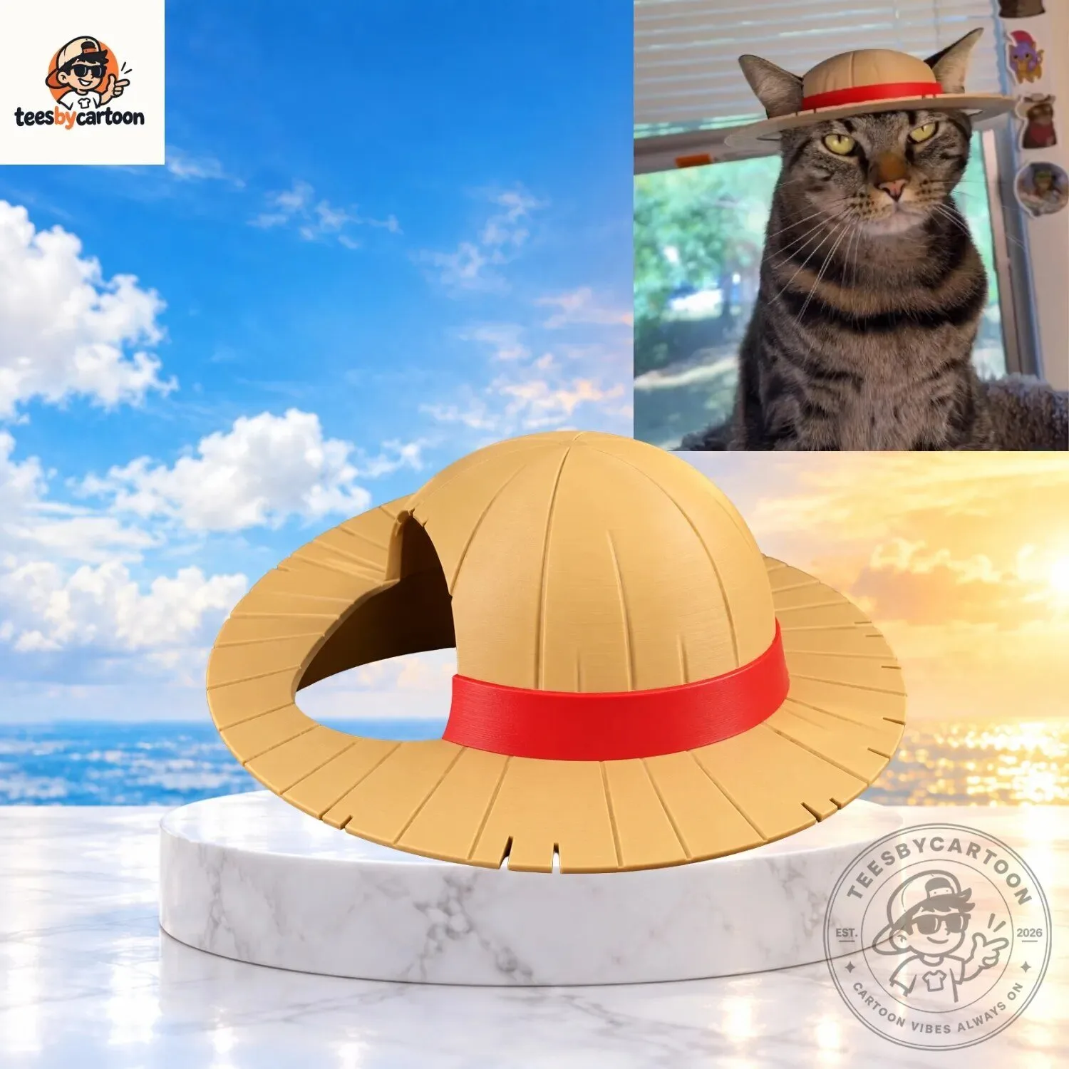 One Piece Monkey D. Luffy Straw Hat For Cats And Small Pets Cosplay Costume Prop