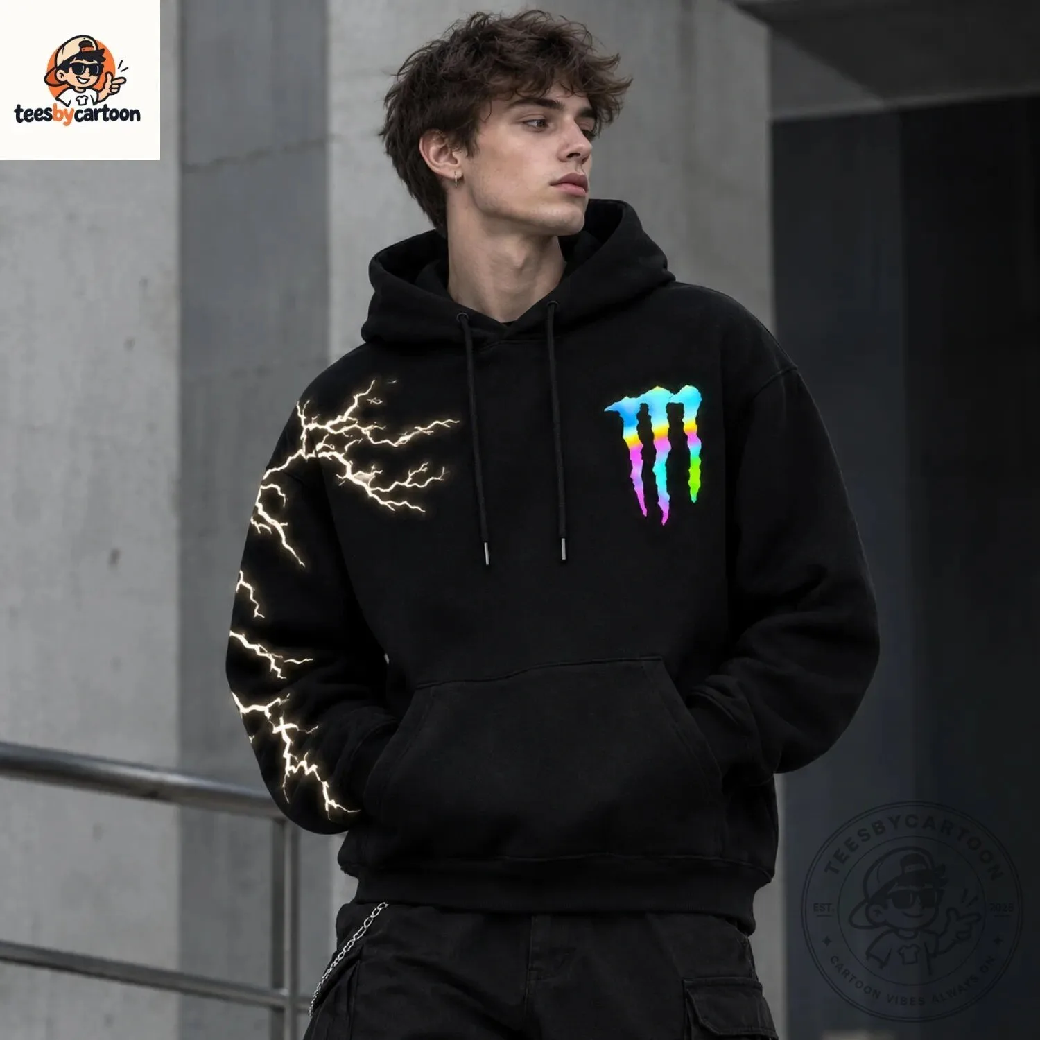 Monster Energy X Fox Racing Yamaha Factory Racing Lightning 420 Rainbow Graphic Hoodie 8 Monster Energy X Fox Racing Yamaha Factory Racing Lightning 420 Rainbow Graphic Hoodie
