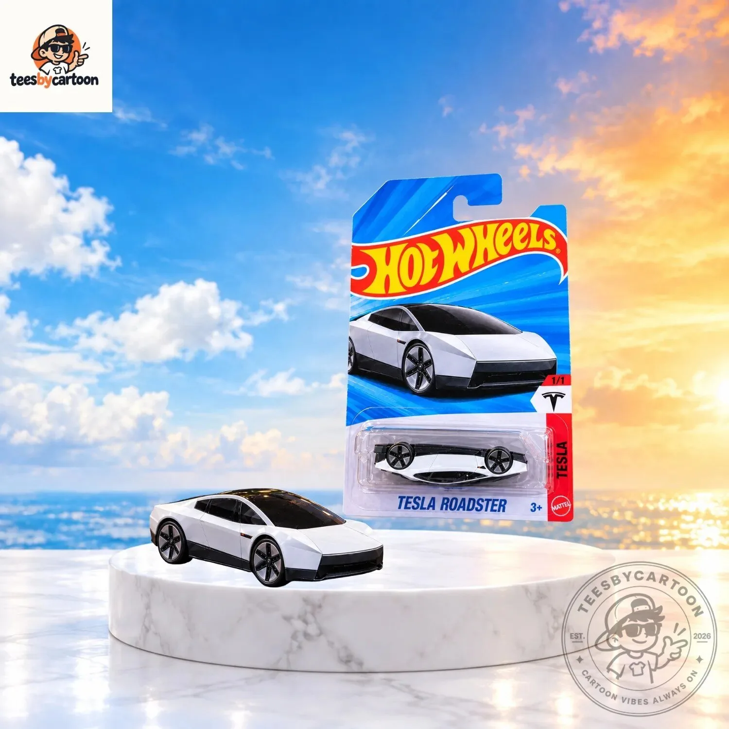 Hot Wheels Tesla Roadster Toy Car White Cyber Edition Collector Gift 2 Hot Wheels Tesla Roadster Toy Car White Cyber Edition Collector Gift