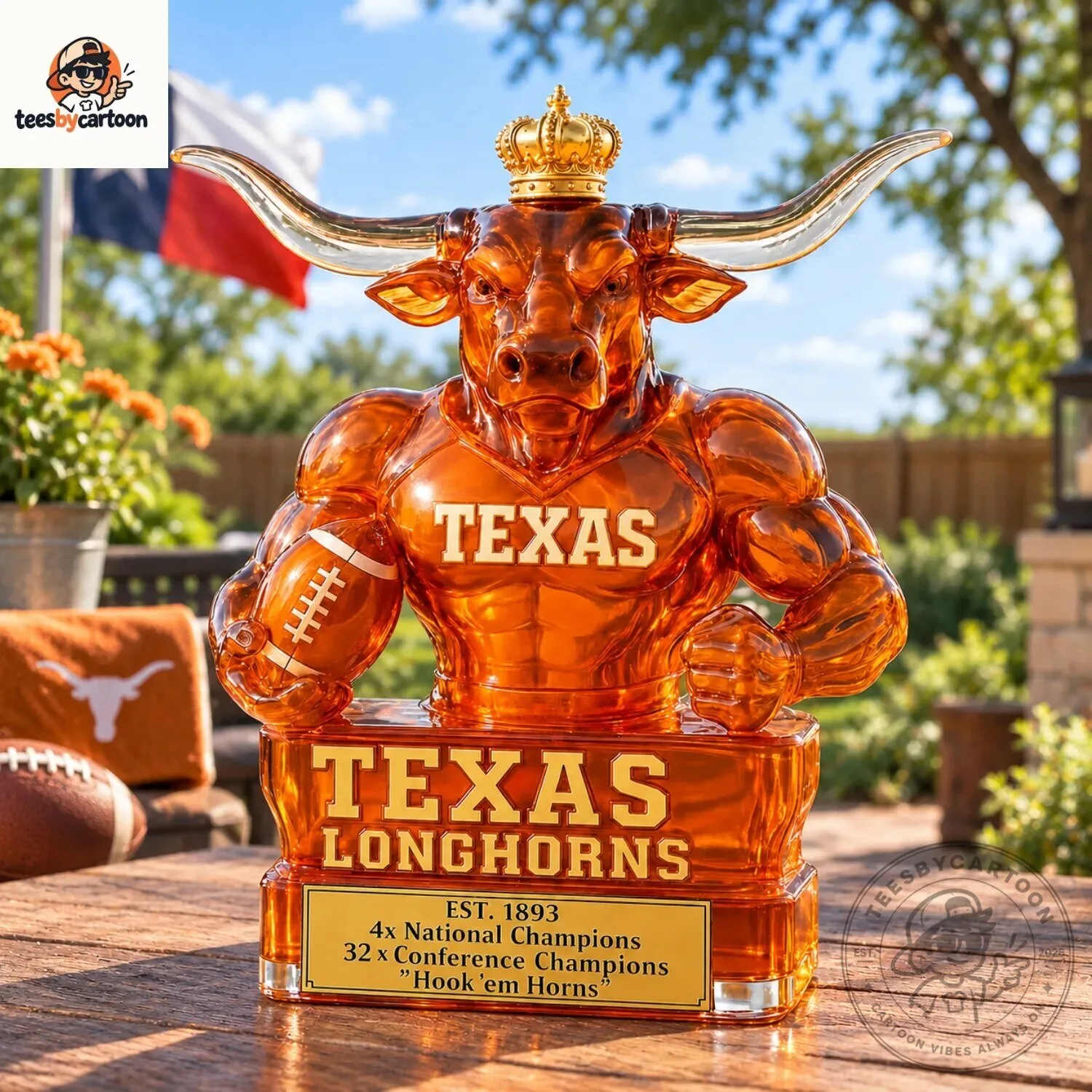 Texas Longhorns Football Amber Bull Mascot Whiskey Decanter 5 Texas Longhorns Football Amber Bull Mascot Whiskey Decanter