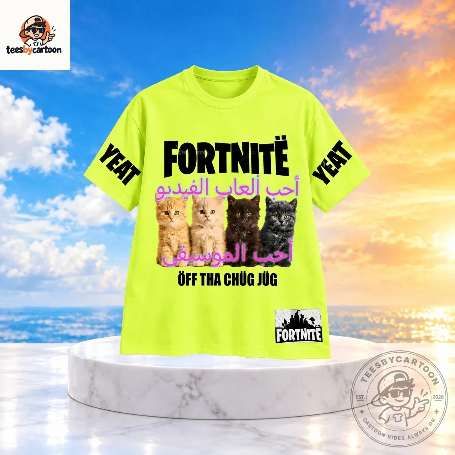 Funny Fortnite x Yeat Neon Green Graphic T-Shirt 3 Funny Fortnite x Yeat Neon Green Graphic T-Shirt