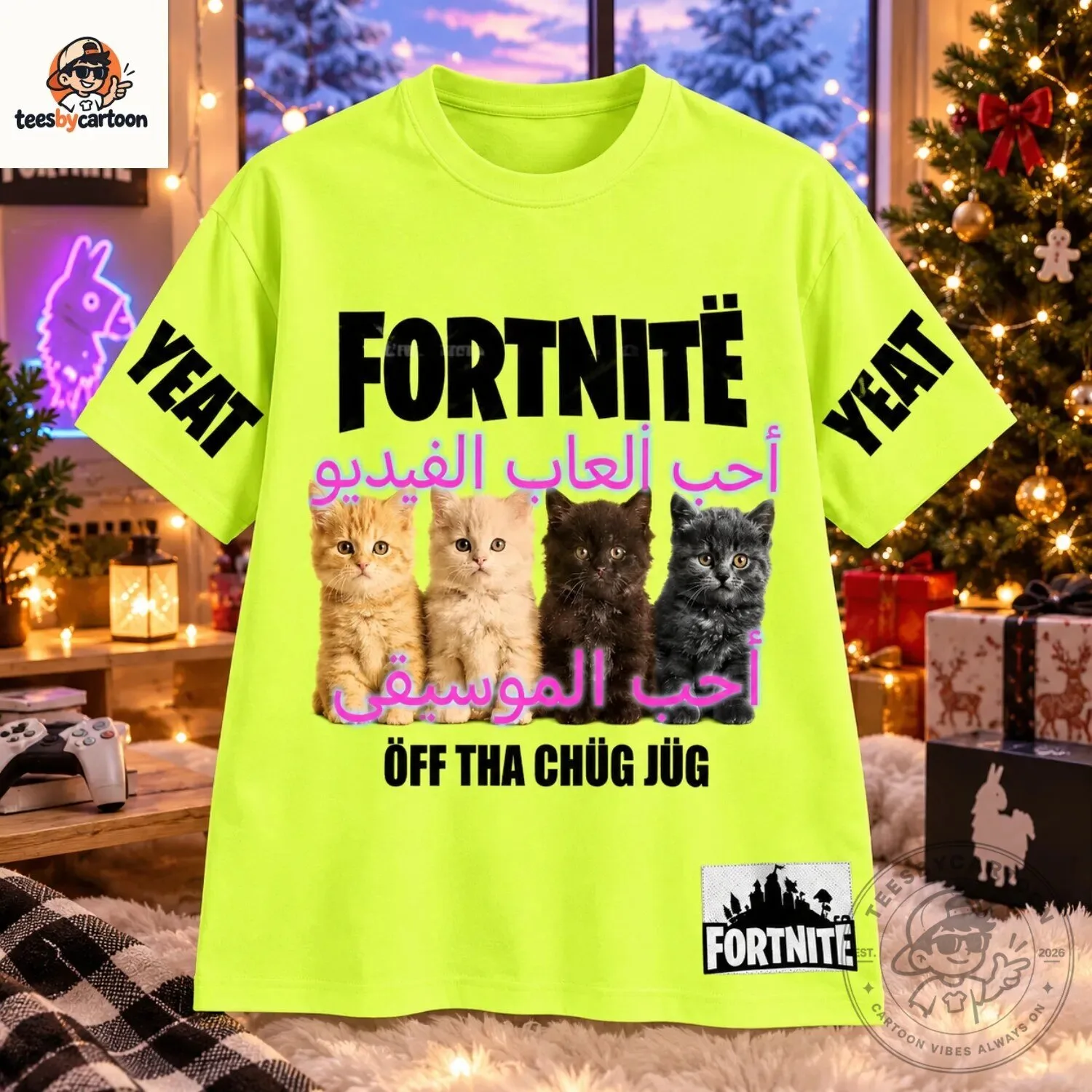 Funny Fortnite x Yeat Neon Green Graphic T-Shirt 4 Funny Fortnite x Yeat Neon Green Graphic T-Shirt