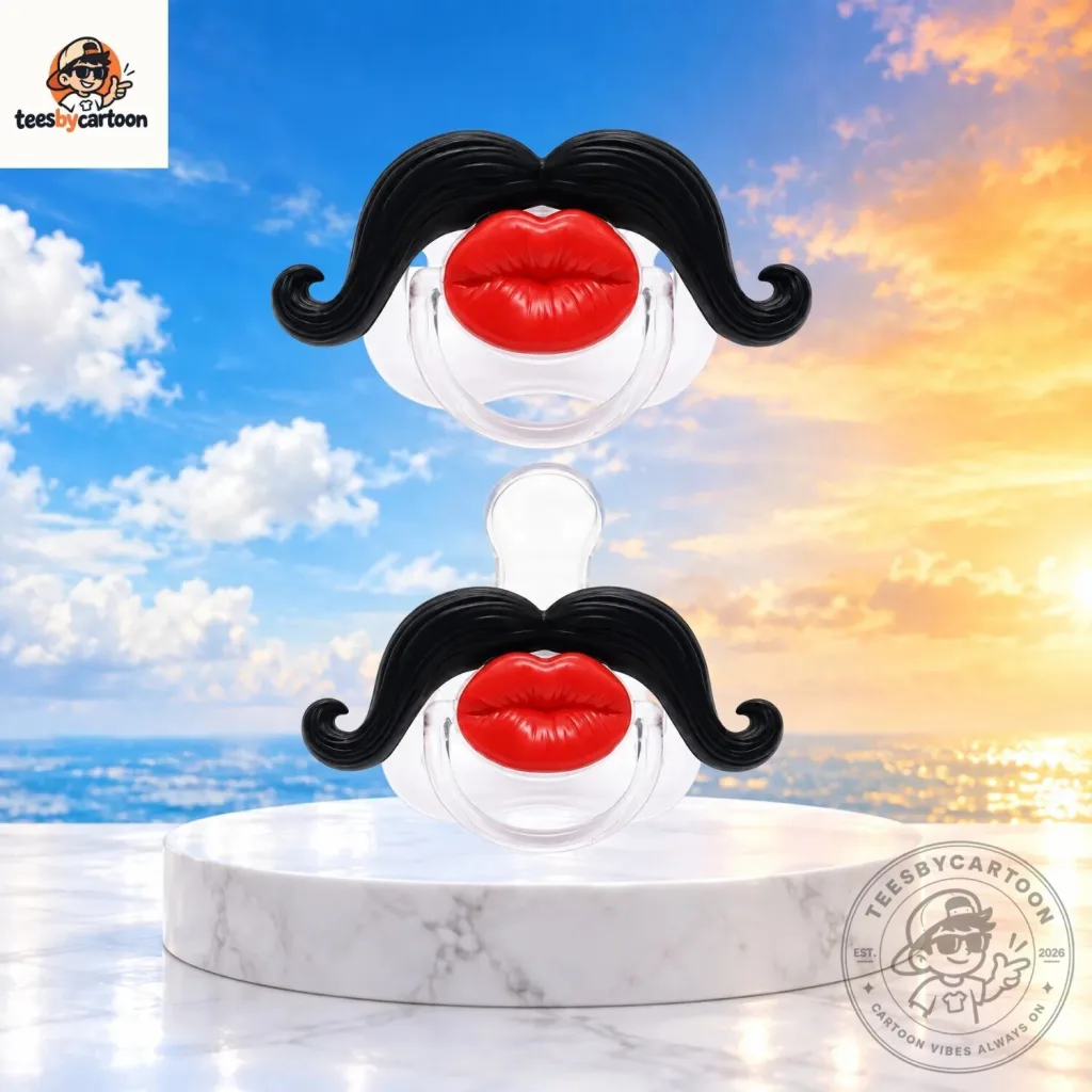Funny Mustache And Red Lips Baby Pacifier Funny Mustache And Red Lips Baby Pacifier