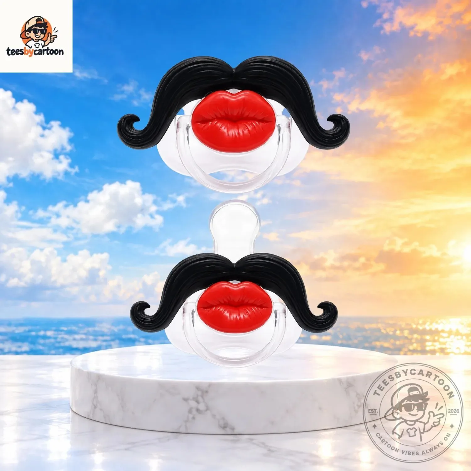 Funny Mustache And Red Lips Baby Pacifier 3 Funny Mustache And Red Lips Baby Pacifier