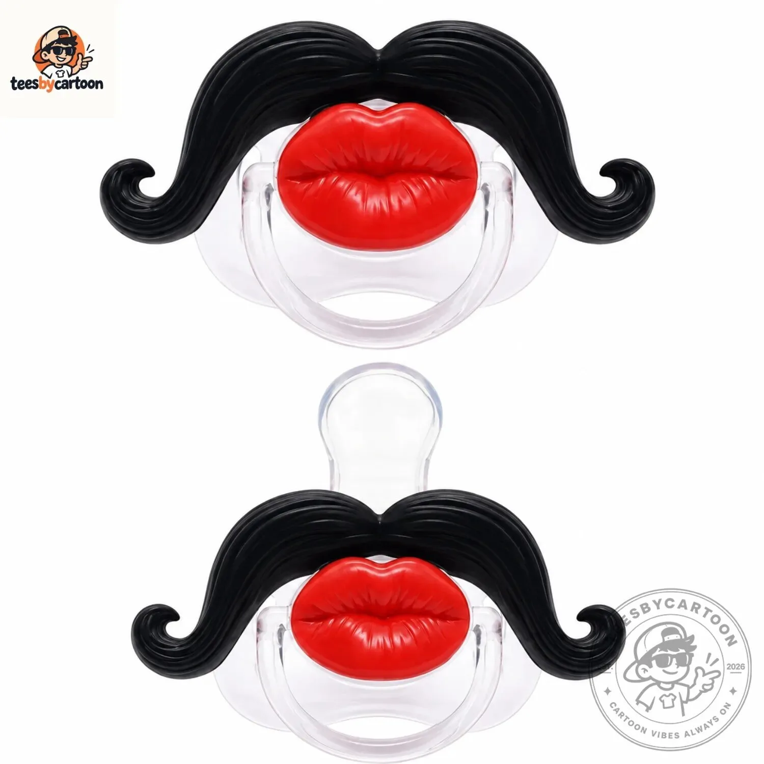 Funny Mustache And Red Lips Baby Pacifier 4 Funny Mustache And Red Lips Baby Pacifier