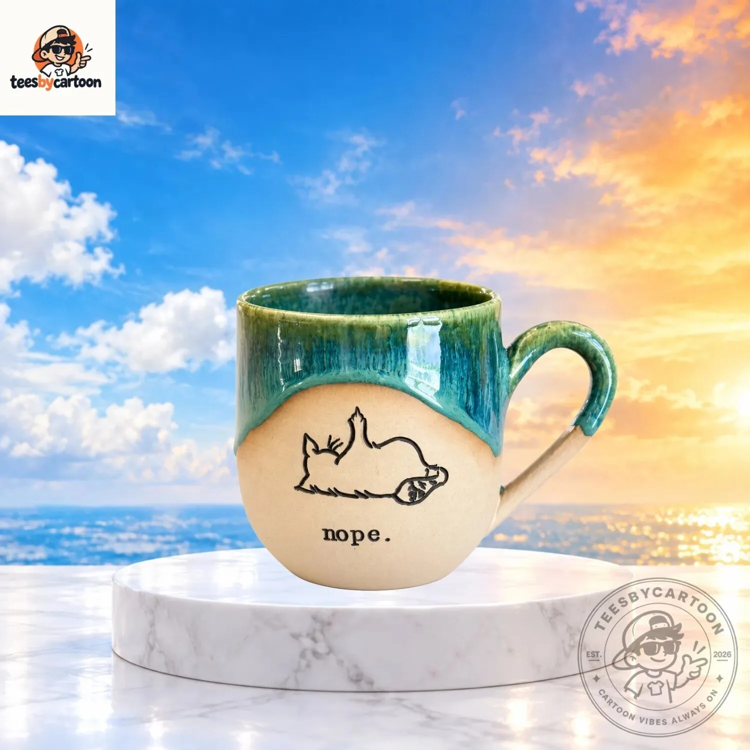 Funny Lazy Cat Nope Ceramic Mug