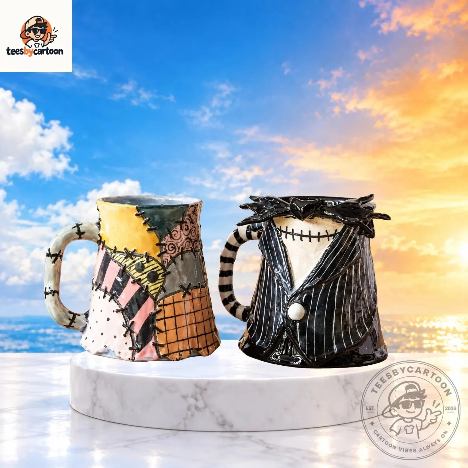 The Nightmare Before Christmas Jack And Sally Ceramic Mug Set
