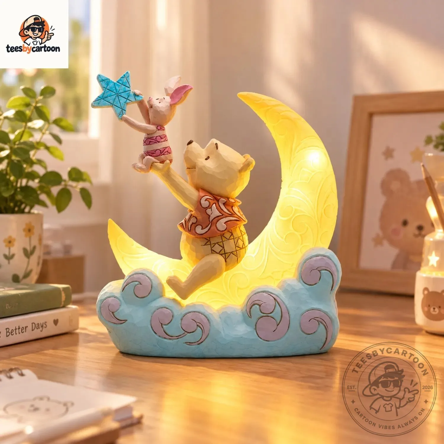 Winnie The Pooh And Piglet On Crescent Moon LED Figurine 3 Winnie The Pooh And Piglet On Crescent Moon LED Figurine