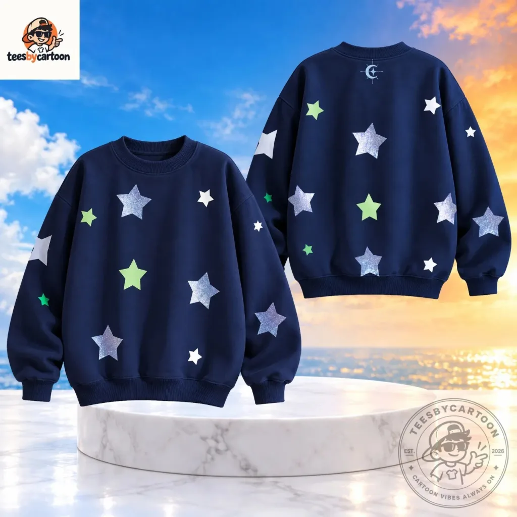 Coraline Cosplay Starry Night Glitter Stars Sweatshirt Coraline Cosplay Starry Night Glitter Stars Sweatshirt
