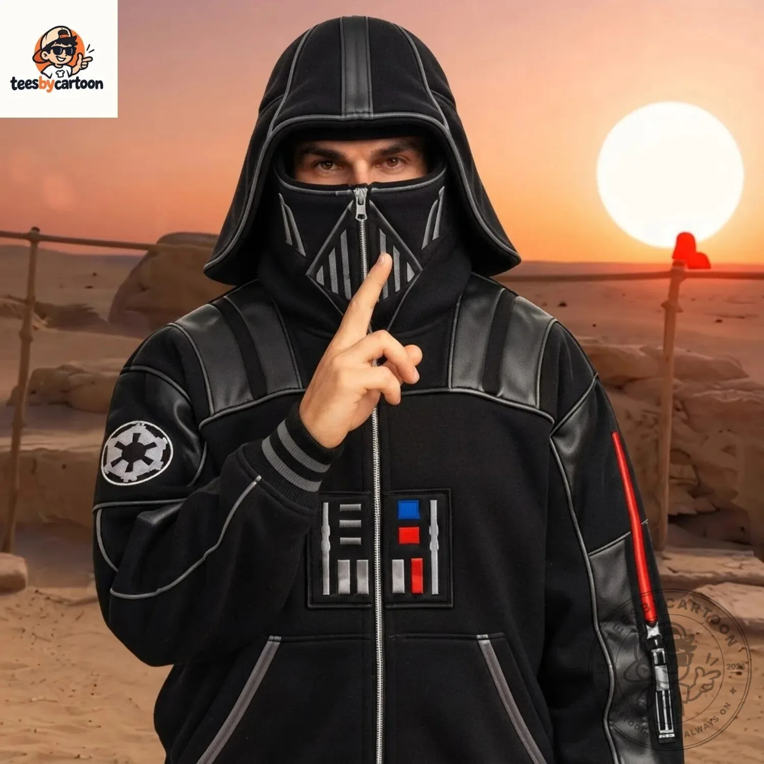 Star Wars Stormtrooper & Darth Vader Full Face Mask Zip Up Hoodie 4 Star Wars Stormtrooper & Darth Vader Full Face Mask Zip Up Hoodie