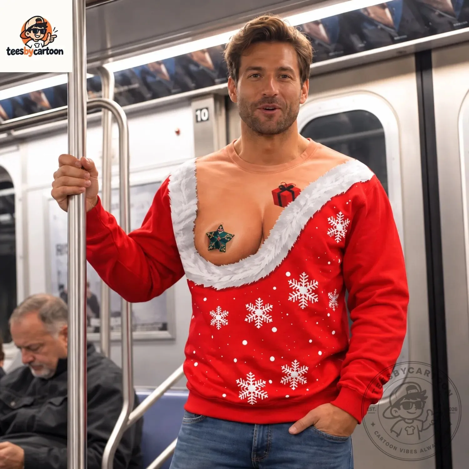 Funny Ugly Christmas Bikini Cleavage Sweatshirt 7 Funny Ugly Christmas Bikini Cleavage Sweatshirt