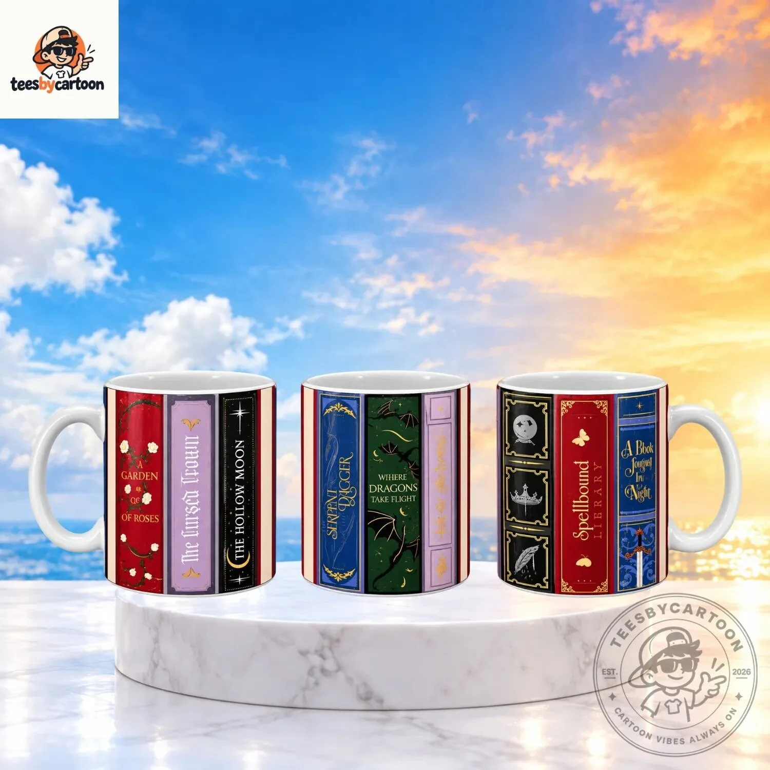 Book Lovers Bookshelf Ceramic Mug
