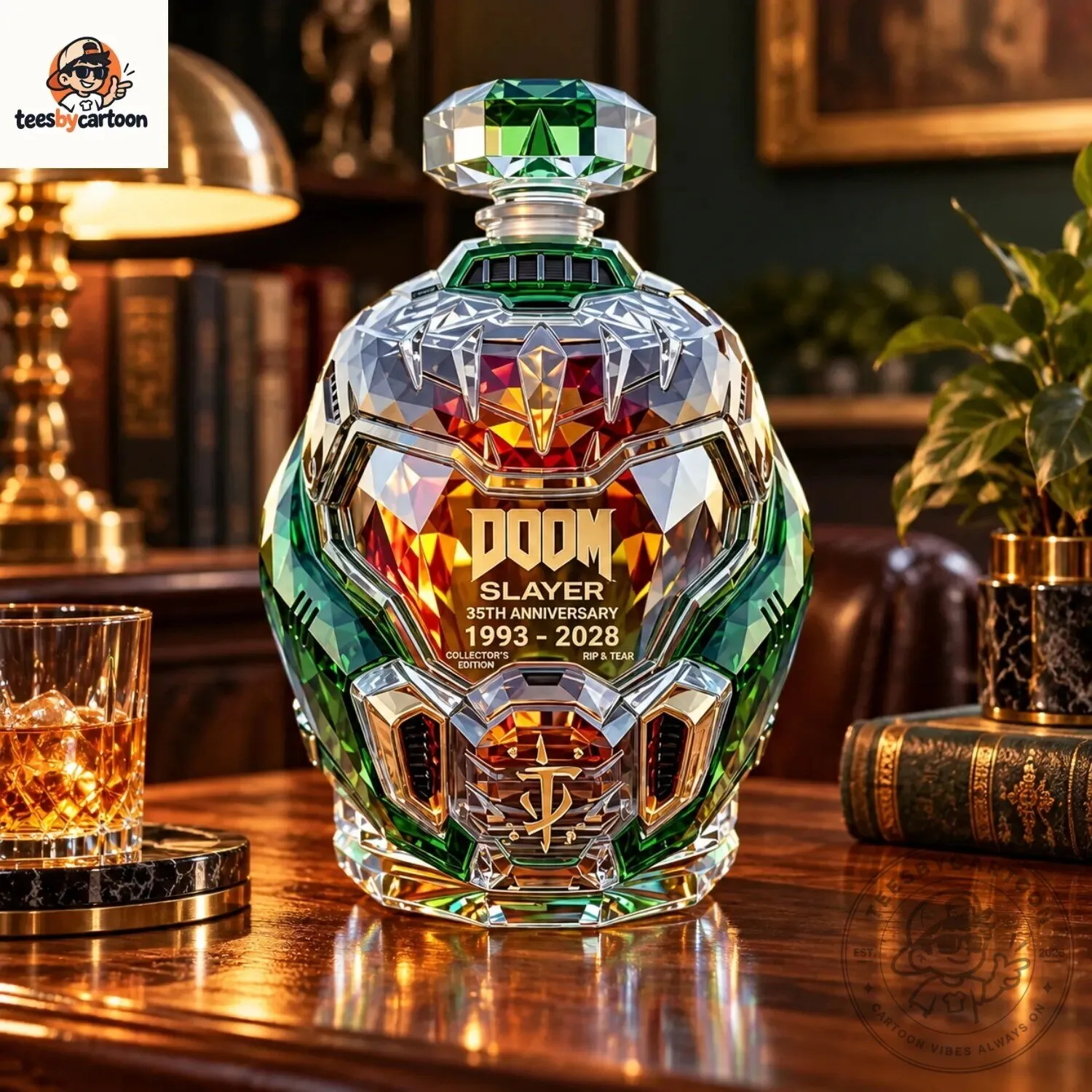 DOOM Slayer 35th Anniversary 1993-2028 Collector's Edition Green Helmet Whiskey Decanter 5 DOOM Slayer 35th Anniversary 1993-2028 Collector