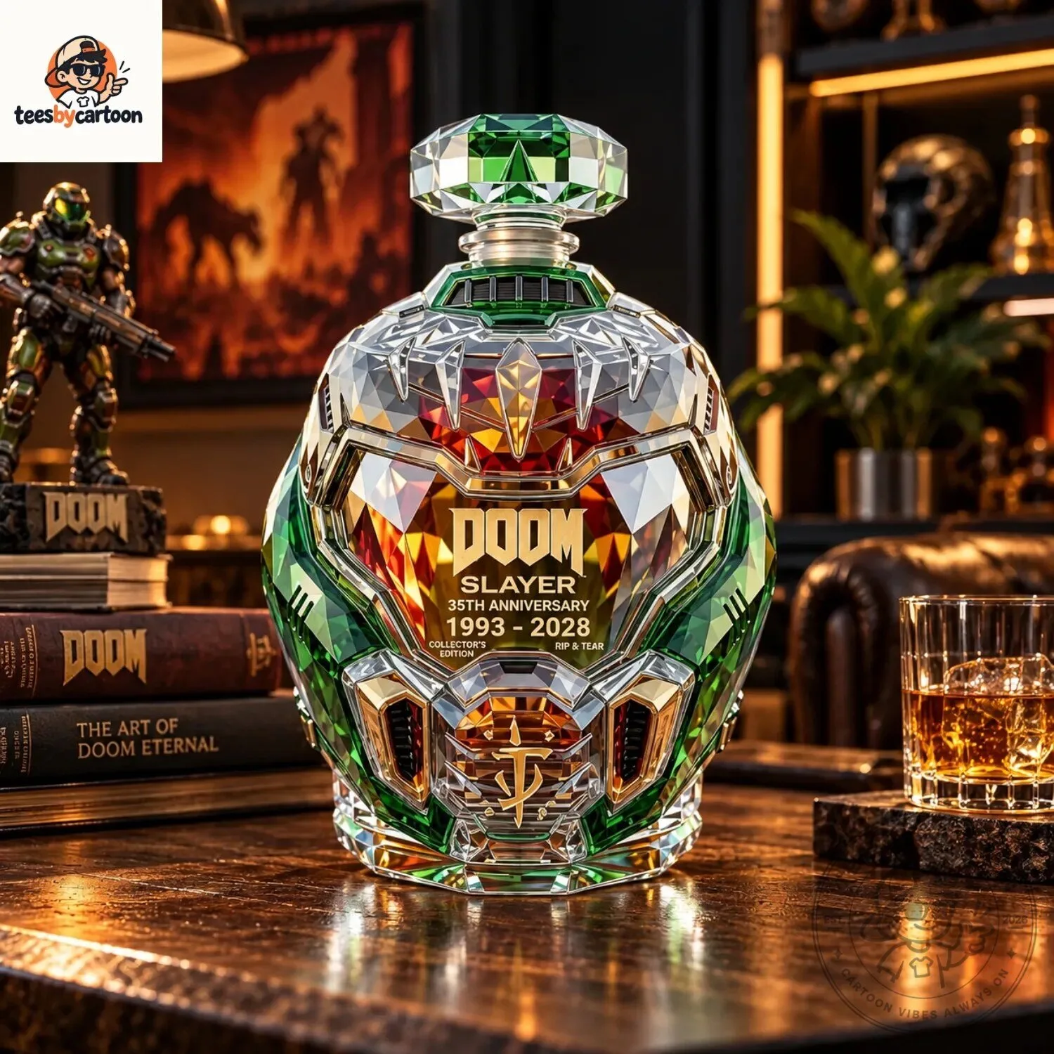 DOOM Slayer 35th Anniversary 1993-2028 Collector's Edition Green Helmet Whiskey Decanter 6 DOOM Slayer 35th Anniversary 1993-2028 Collector