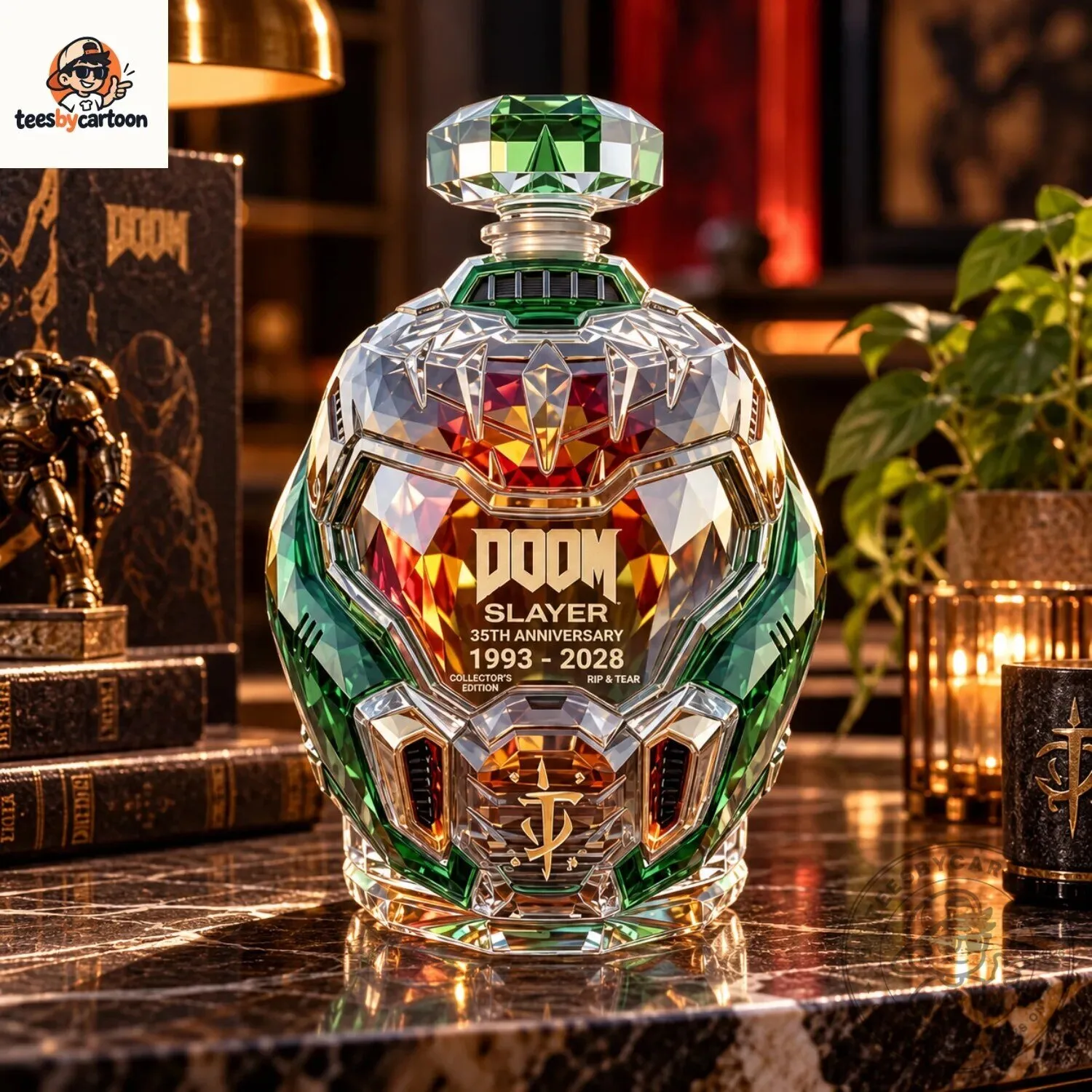 DOOM Slayer 35th Anniversary 1993-2028 Collector's Edition Green Helmet Whiskey Decanter 7 DOOM Slayer 35th Anniversary 1993-2028 Collector