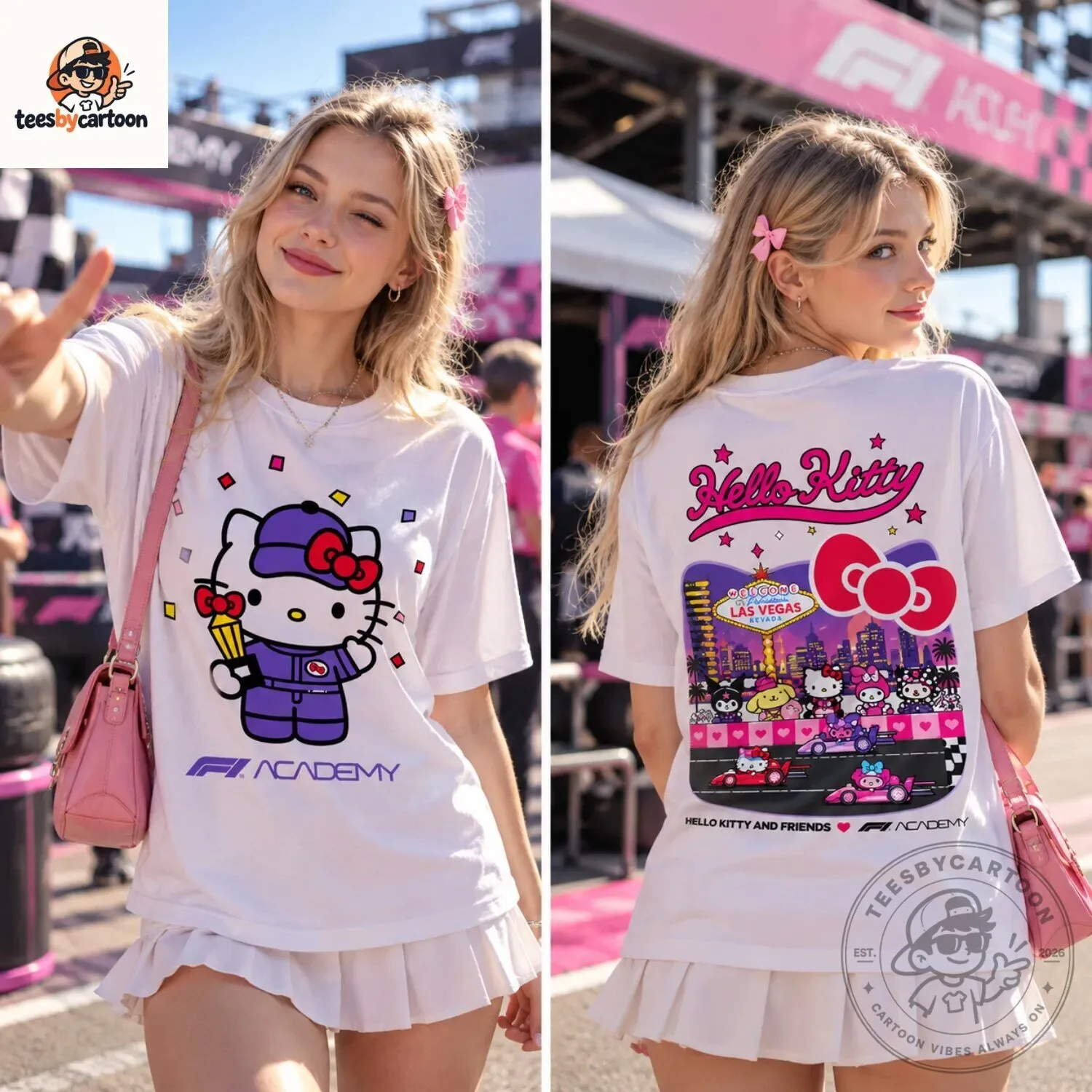 Hello Kitty And Friends X F1 Academy Las Vegas Graphic Pleated Skirt Tee 5 Hello Kitty And Friends X F1 Academy Las Vegas Graphic Pleated Skirt Tee