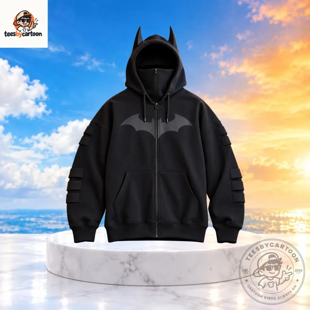 Batman Stealth Black Full-Zip Mask Hoodie Batman Stealth Black Full-Zip Mask Hoodie