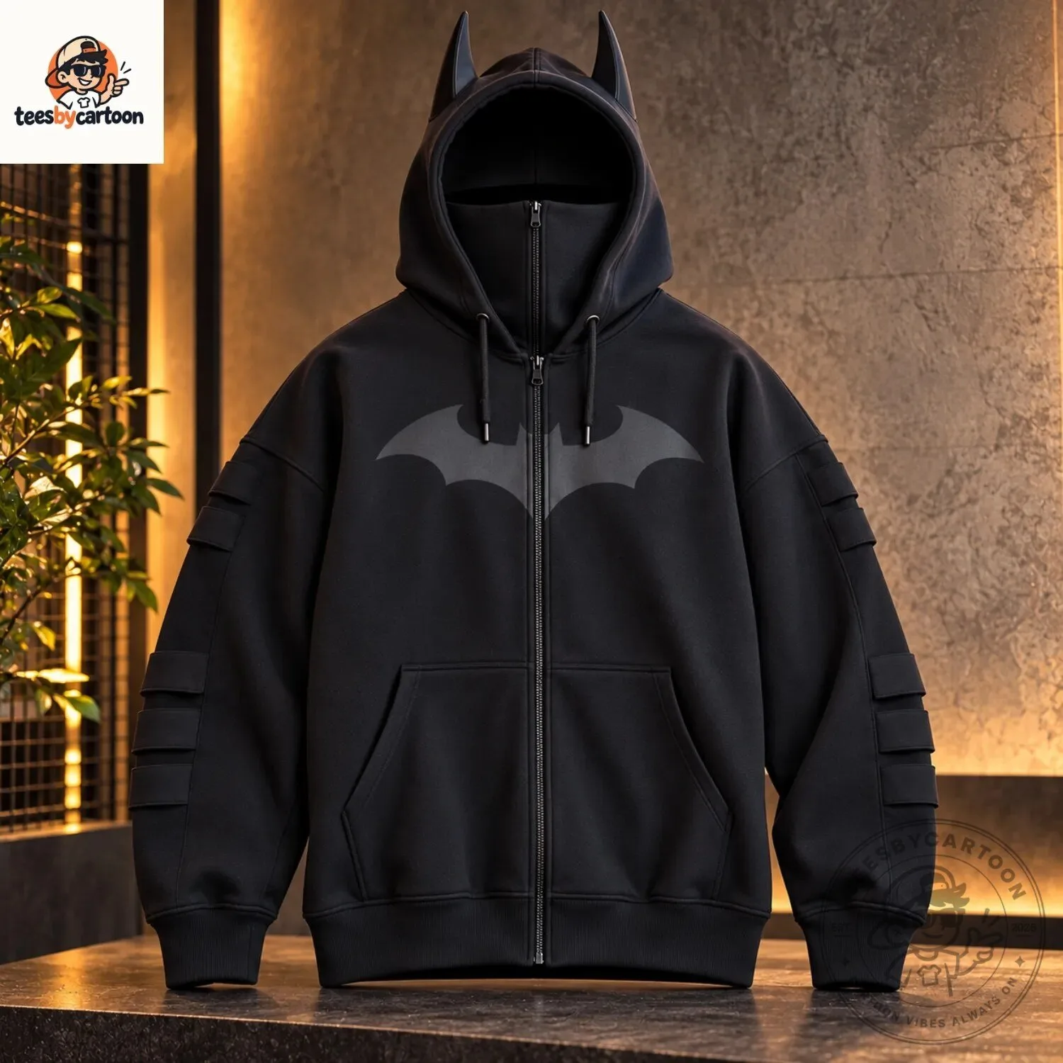 Batman Stealth Black Full-Zip Mask Hoodie 4 Batman Stealth Black Full-Zip Mask Hoodie