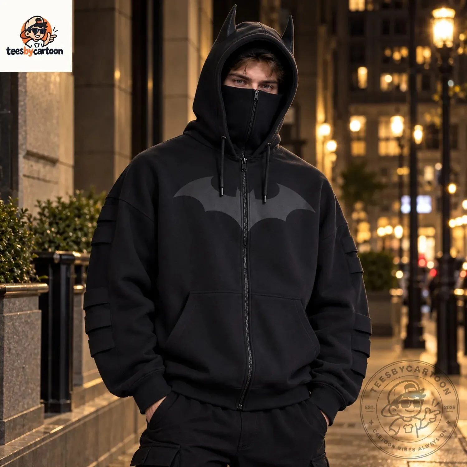 Batman Stealth Black Full-Zip Mask Hoodie 5 Batman Stealth Black Full-Zip Mask Hoodie