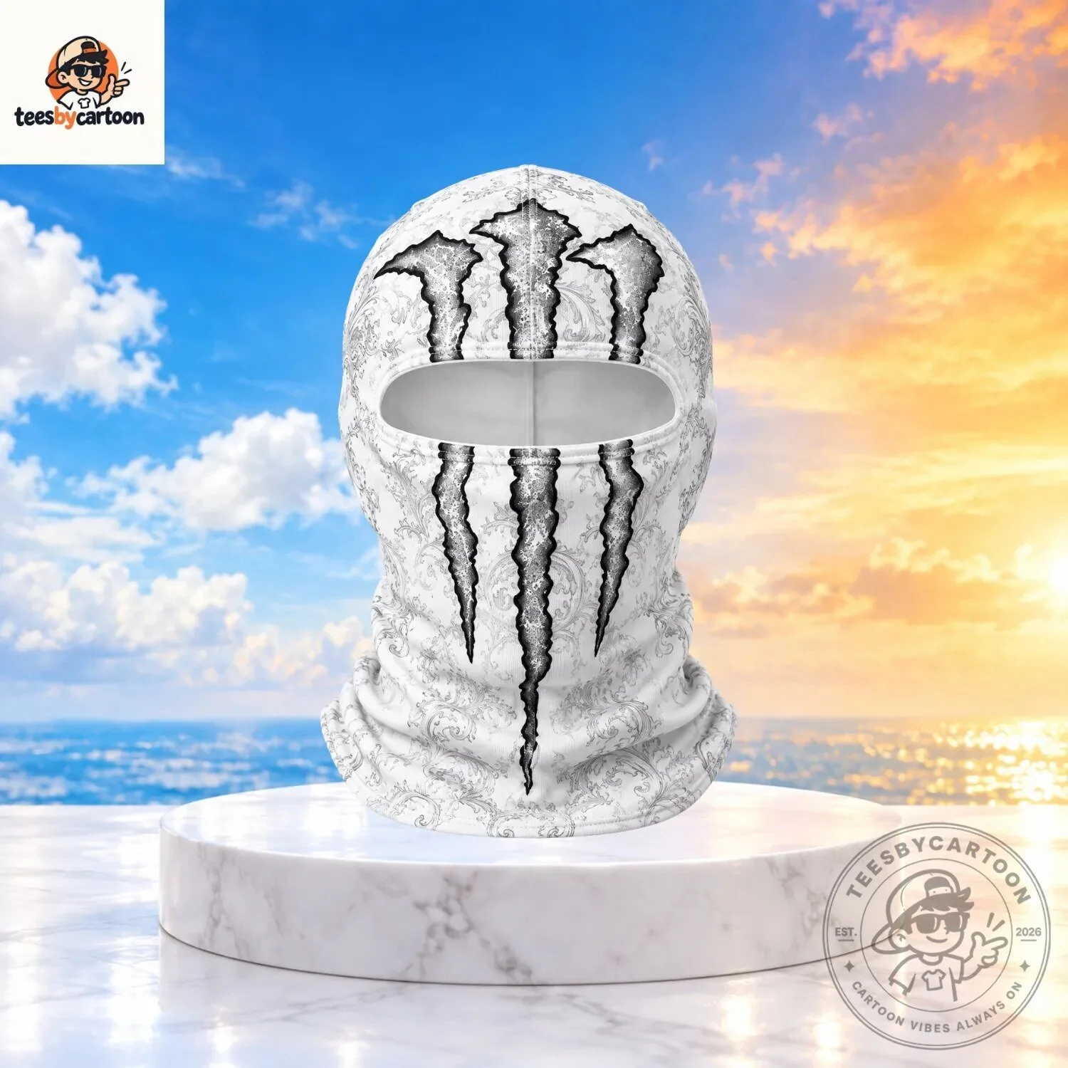 White Monster Energy Claw Style Ski Mask 3 White Monster Energy Claw Style Ski Mask