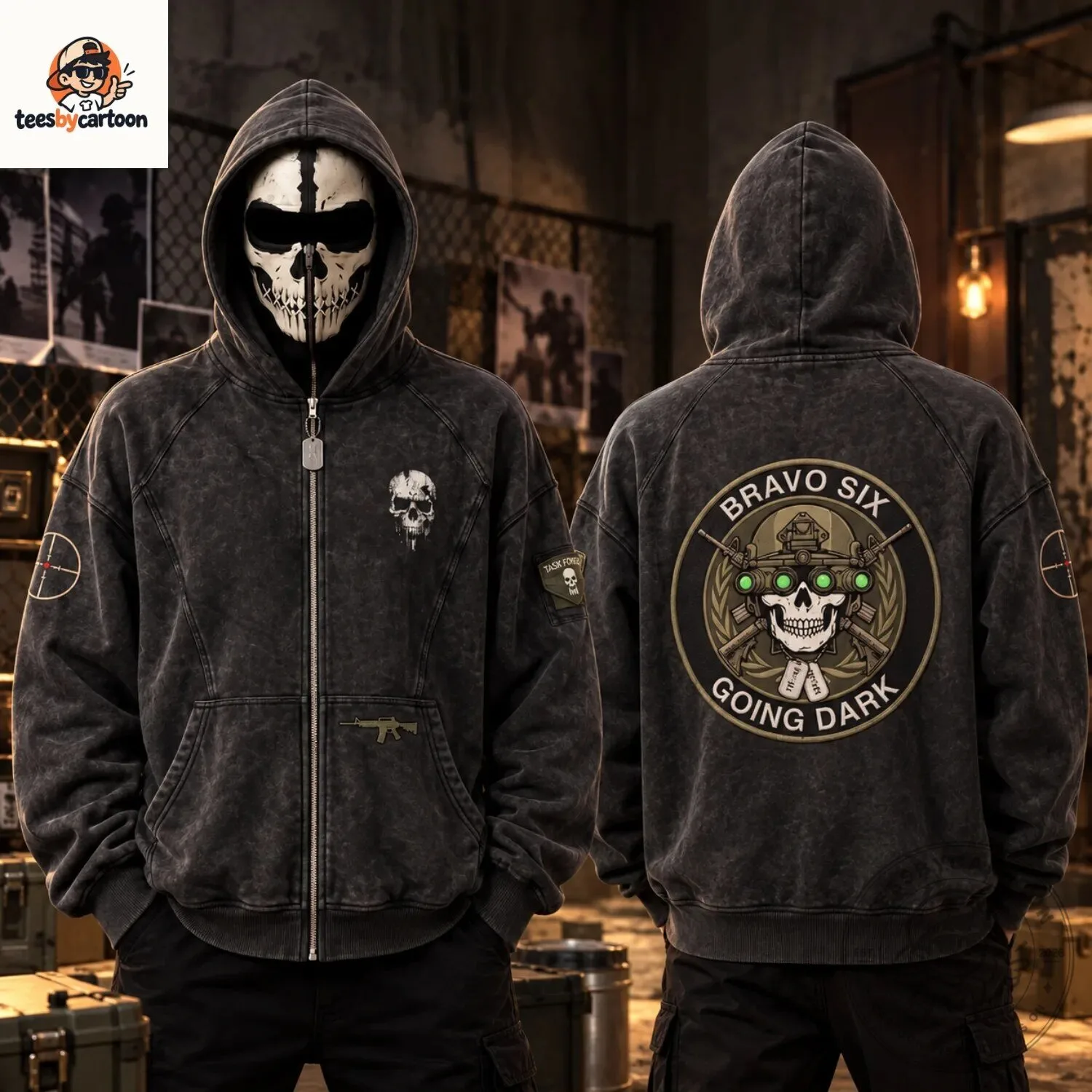 Call of Duty Ghost Bravo Six Going Dark Skull Mask Zip Up Hoodie 4 Call of Duty Ghost Bravo Six Going Dark Skull Mask Zip Up Hoodie