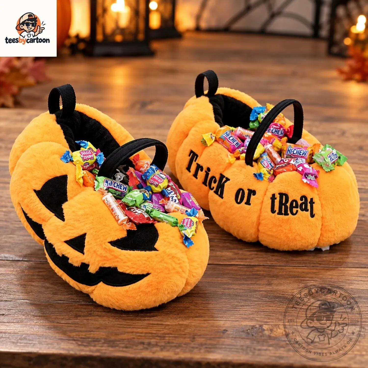 Justin Jefferson Pumpkin Trick or Treat Plush Slippers 4 Justin Jefferson Pumpkin Trick or Treat Plush Slippers