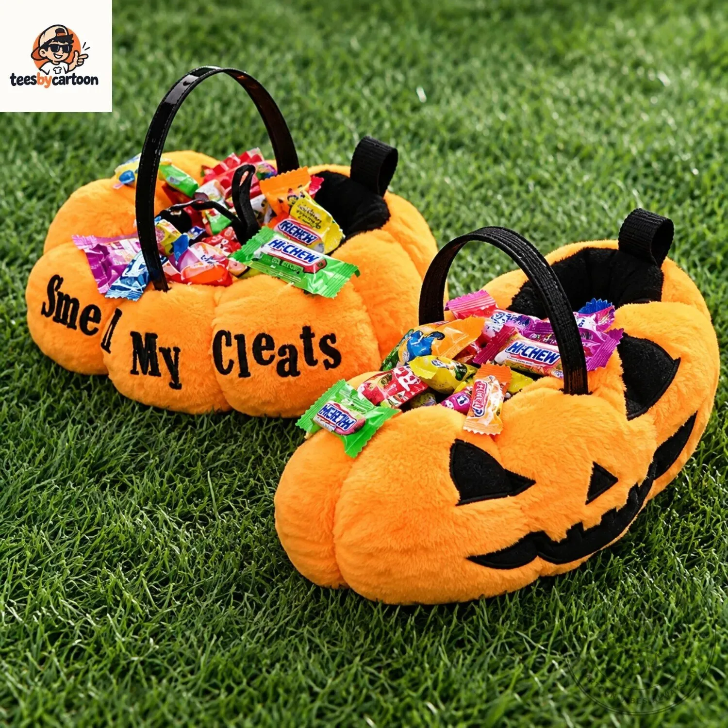 Justin Jefferson Pumpkin Trick or Treat Plush Slippers 5 Justin Jefferson Pumpkin Trick or Treat Plush Slippers