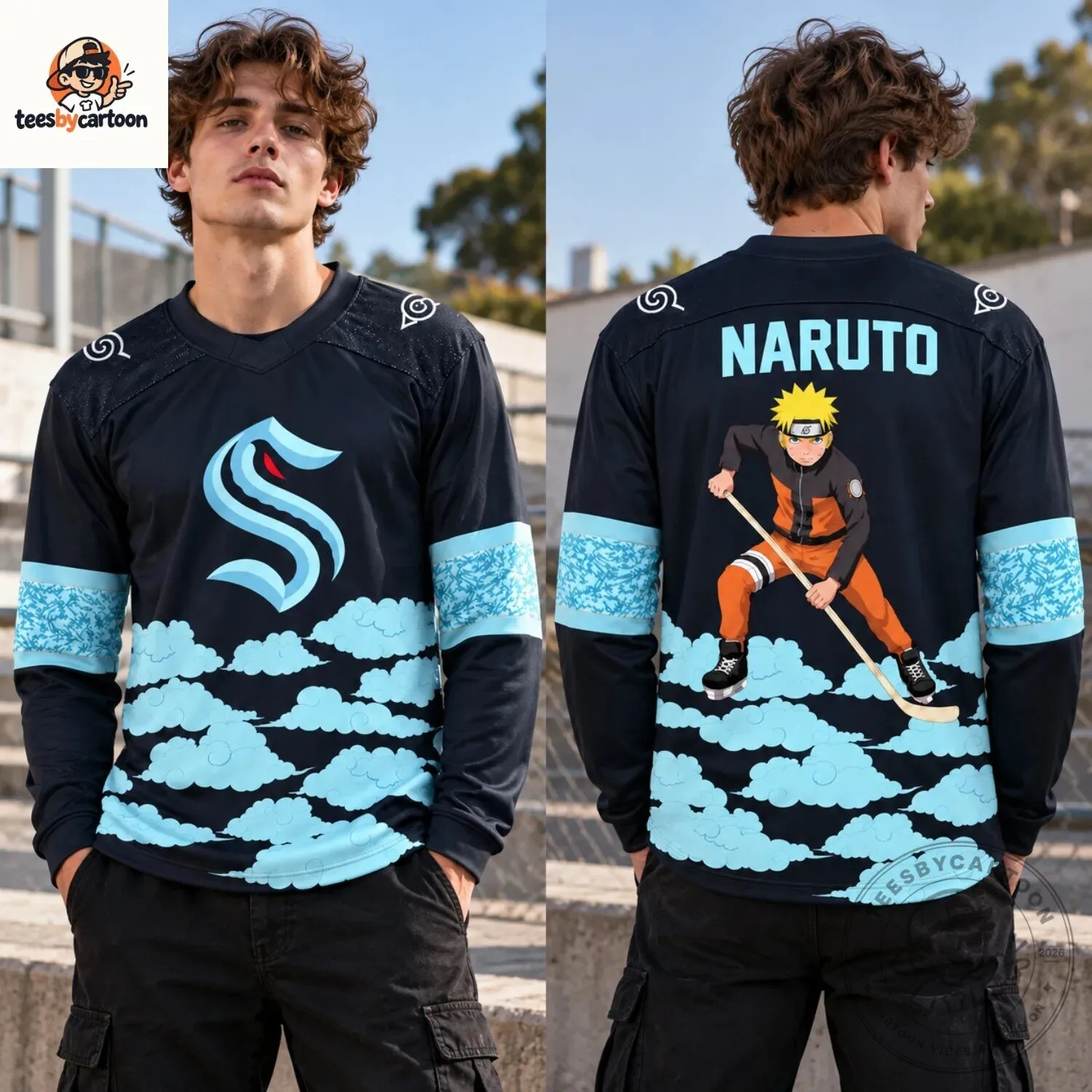 Seattle Kraken x Naruto Akatsuki Clouds Pattern Custom Hockey Jersey Seattle Kraken x Naruto Akatsuki Clouds Pattern Custom Hockey Jersey – image 2 of 2