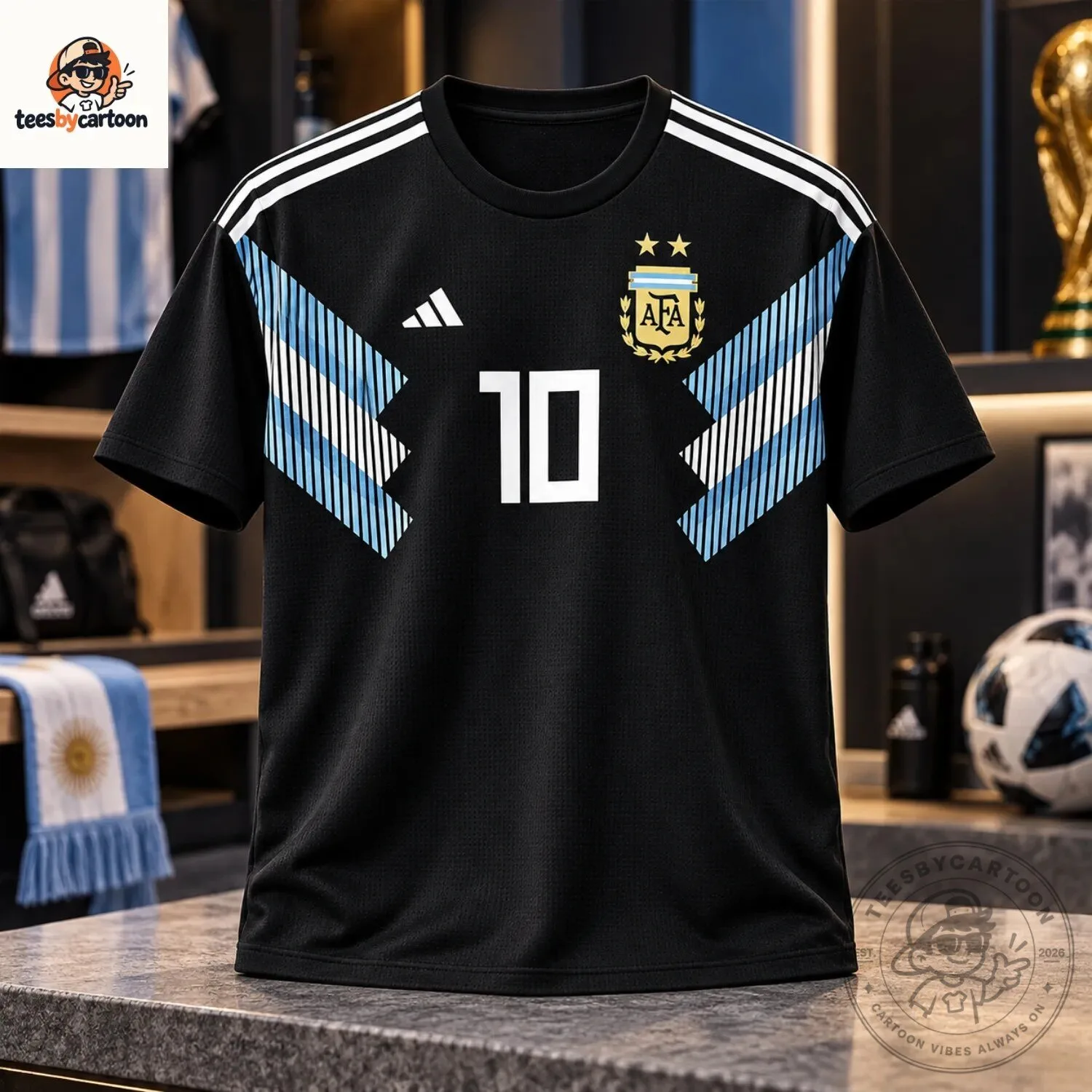 BTS Jungkook Worn Argentina Number 10 Messi Black Soccer Jersey Shirt BTS Jungkook Worn Argentina Number 10 Messi Black Soccer Jersey Shirt – image 2 of 3