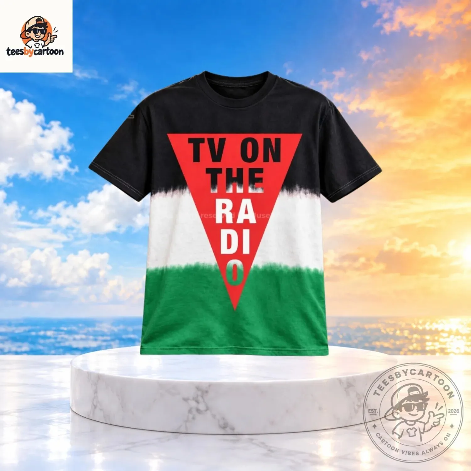 TV On The Radio Band Flag Inspired Tie Dye Black T-Shirt