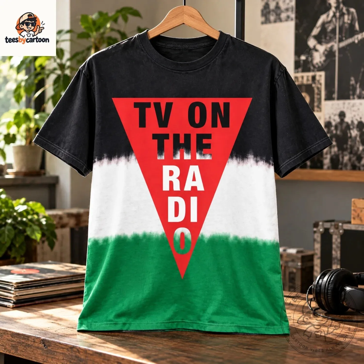 TV On The Radio Band Flag Inspired Tie Dye Black T-Shirt