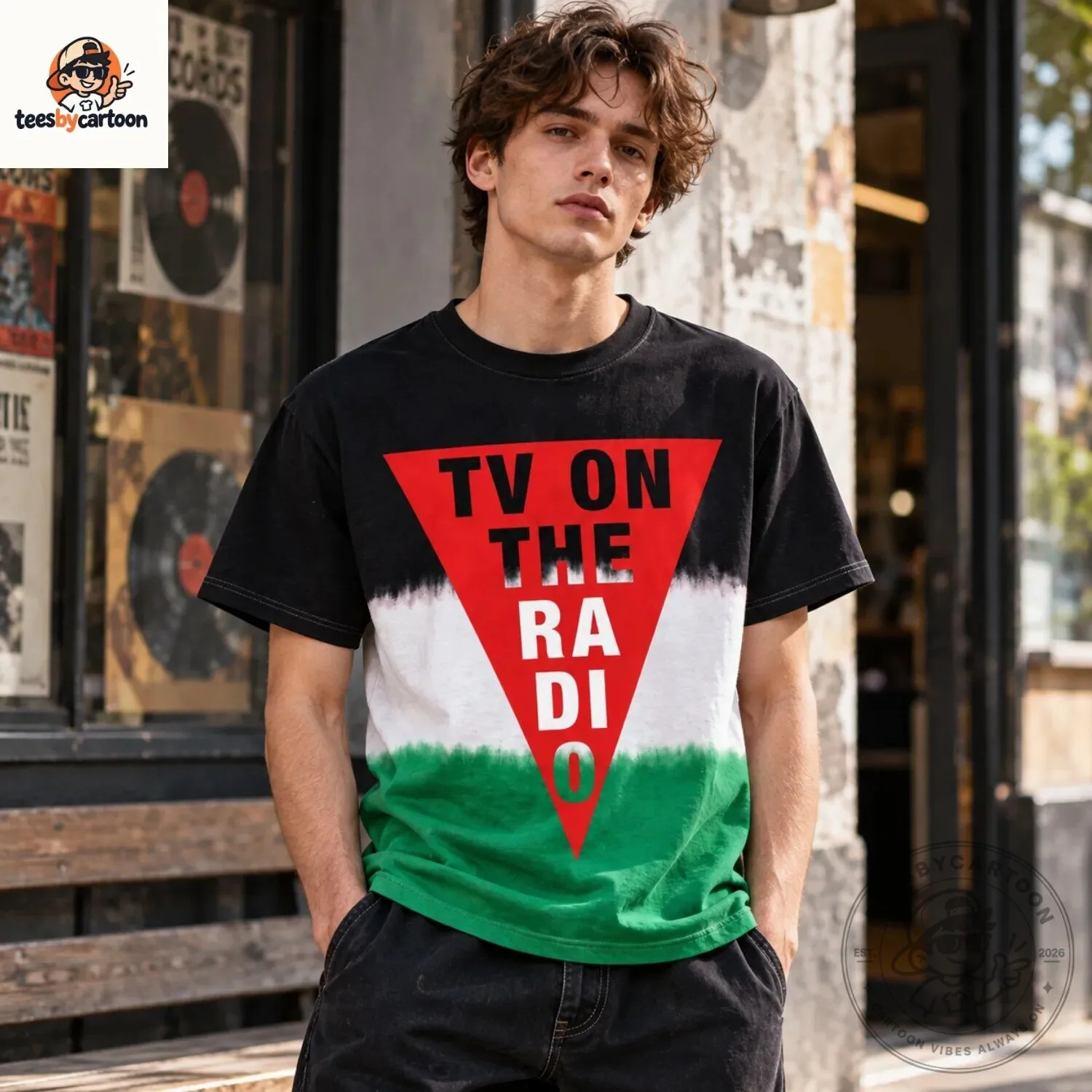 TV On The Radio Band Flag Inspired Tie Dye Black T-Shirt