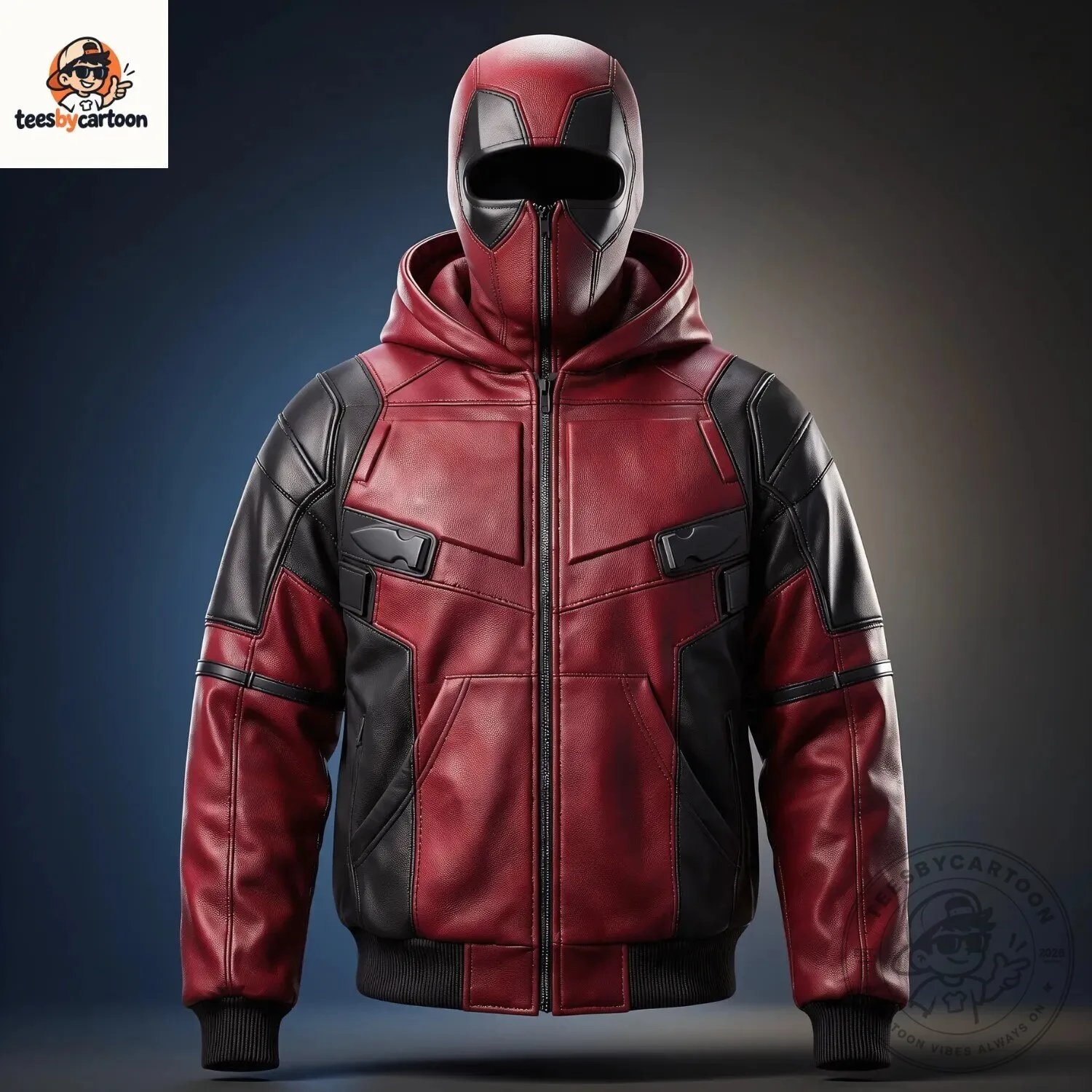 Marvel Deadpool Wade Wilson Cosplay Leather Bomber Jacket With Hood 4 Marvel Deadpool Wade Wilson Cosplay Leather Bomber Jacket With Hood