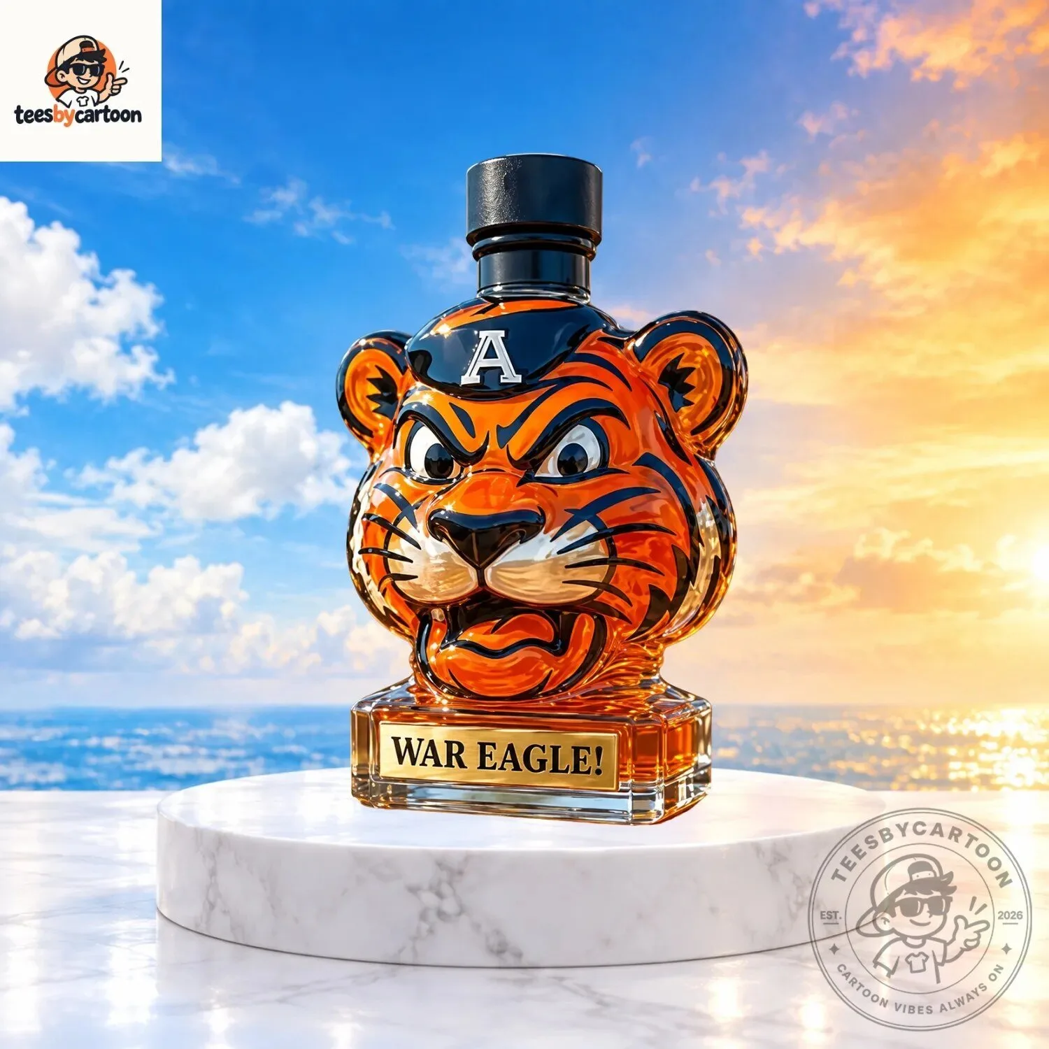 NCAA Auburn Tigers War Eagle Mascot Auburn Tiger Head Decanter 3 NCAA Auburn Tigers War Eagle Mascot Auburn Tiger Head Decanter
