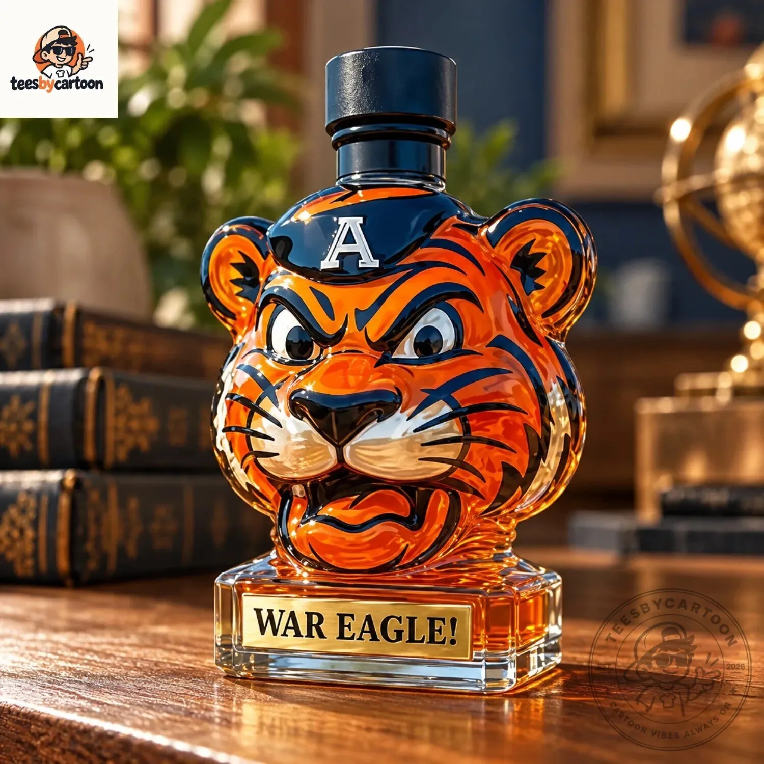 NCAA Auburn Tigers War Eagle Mascot Auburn Tiger Head Decanter 4 NCAA Auburn Tigers War Eagle Mascot Auburn Tiger Head Decanter